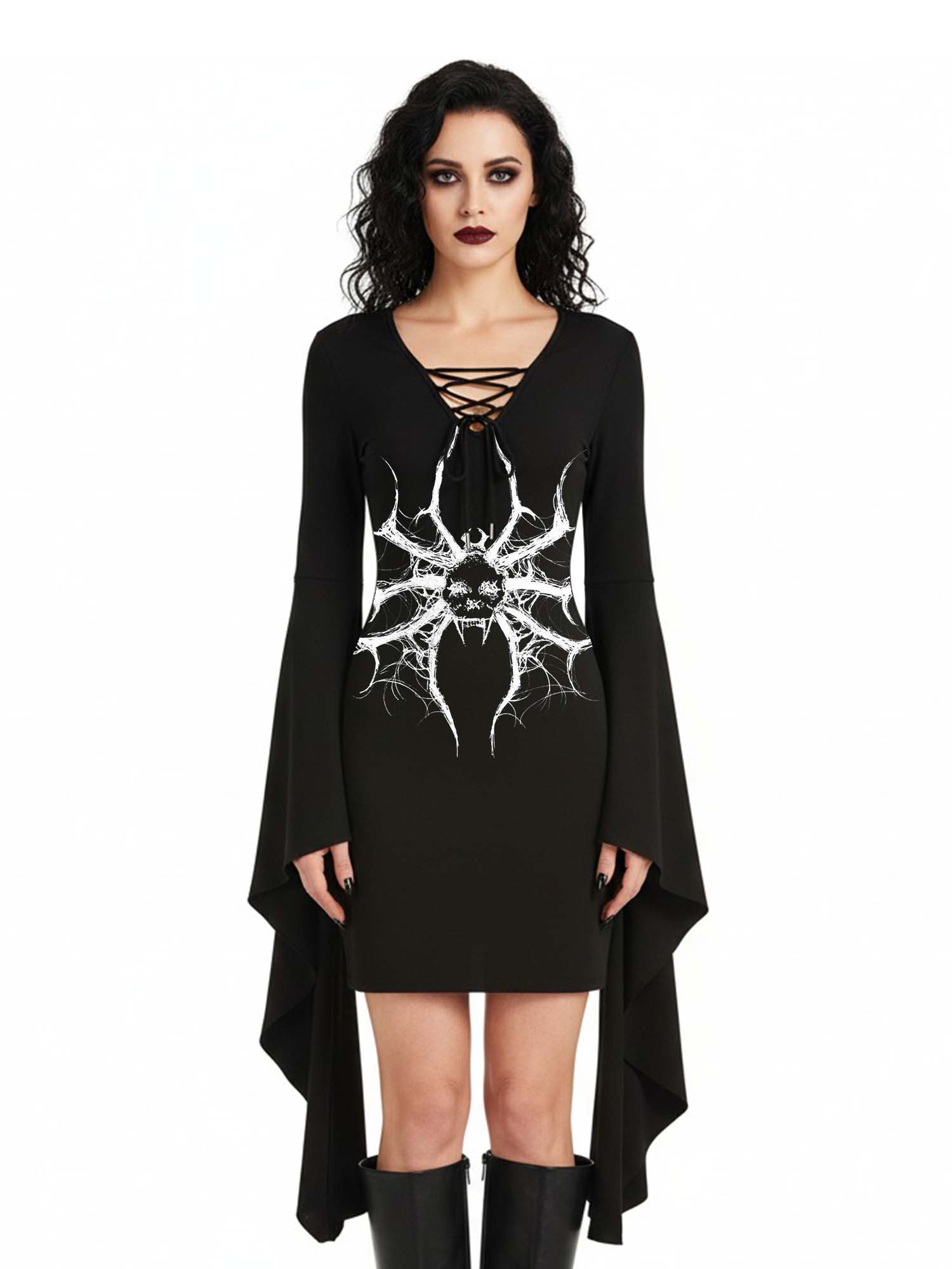 Spider Print Batwing Dress