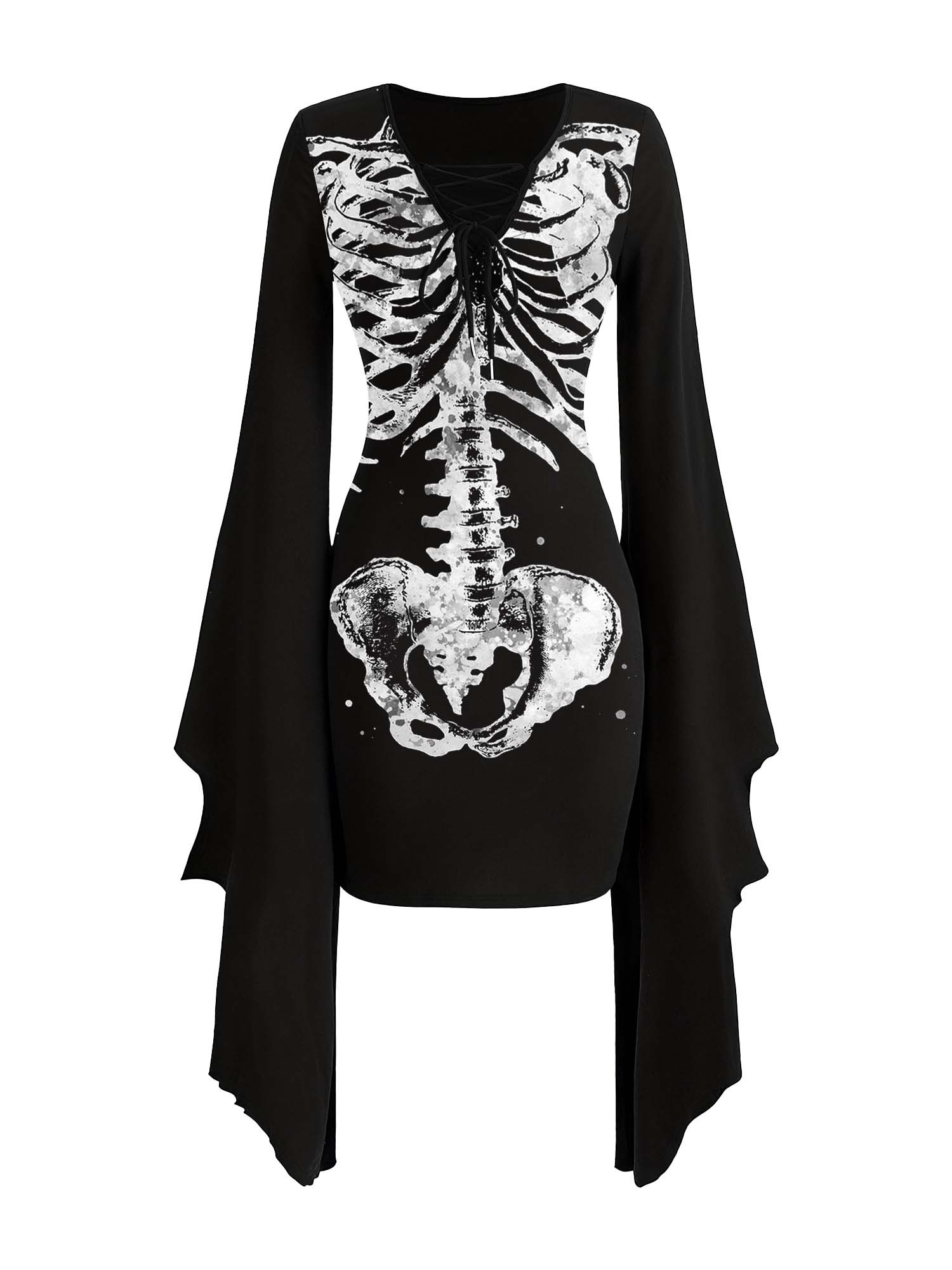 X-Ray Skull Print Batwing Dress