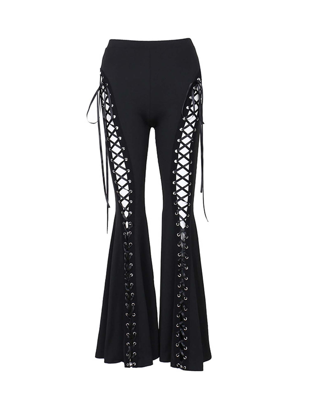 Dark Gothic Trendy Schlaghose mit Schnürung