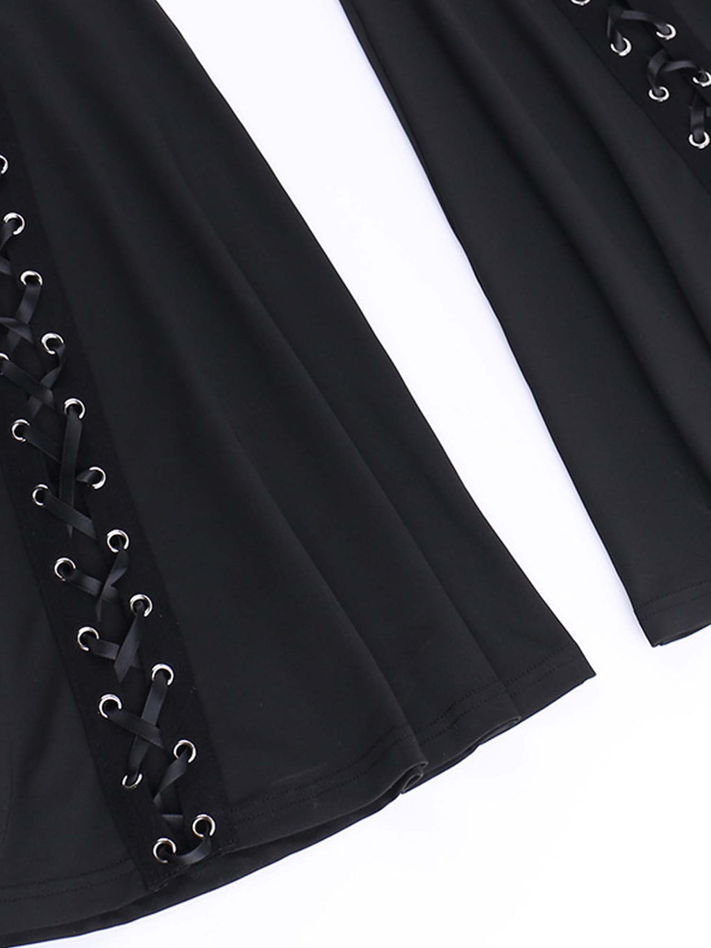 Dark Gothic Trendy Lace-Up Flared Pants