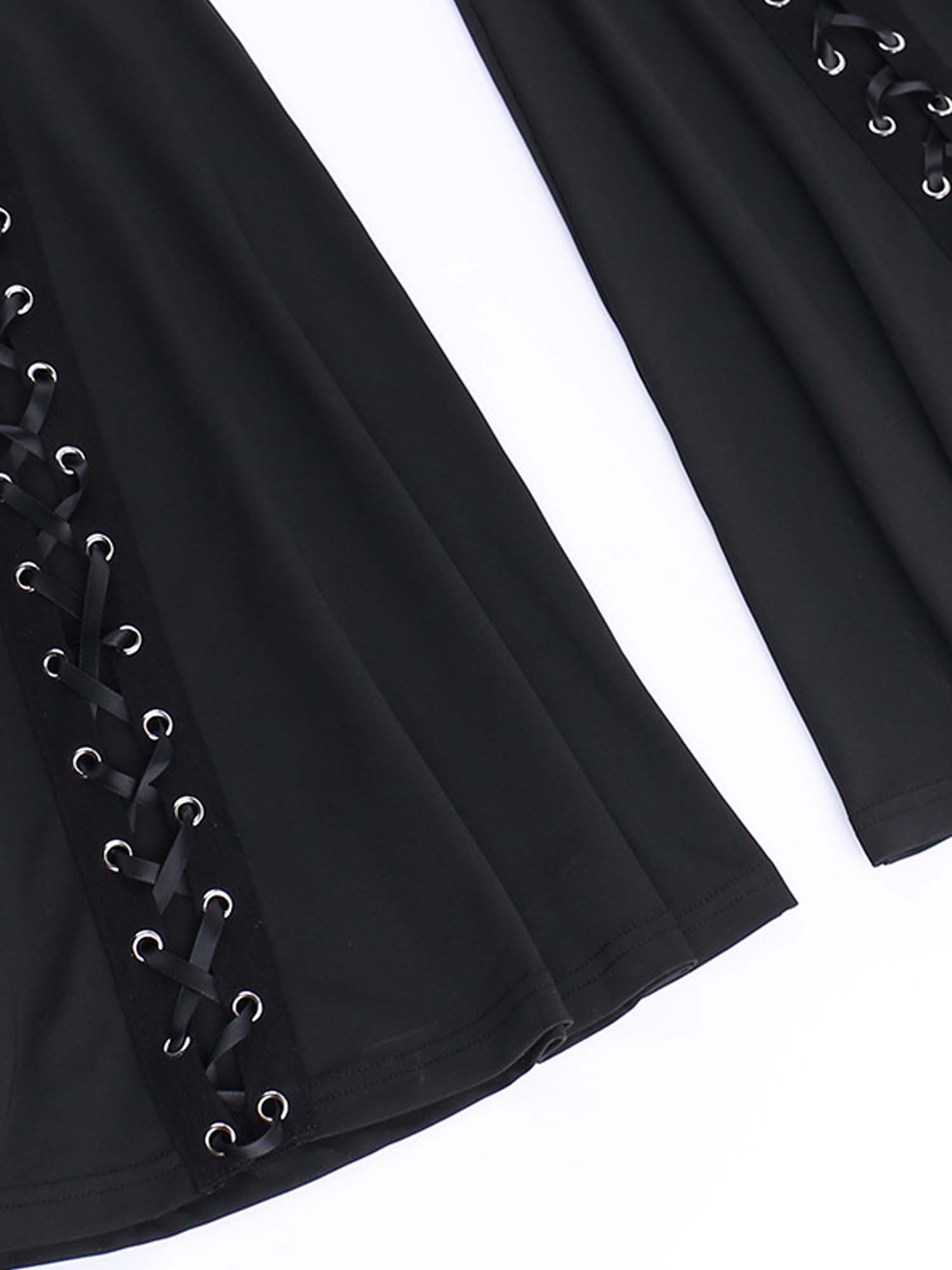 Dark Gothic Trendy Lace-Up Flared Pants