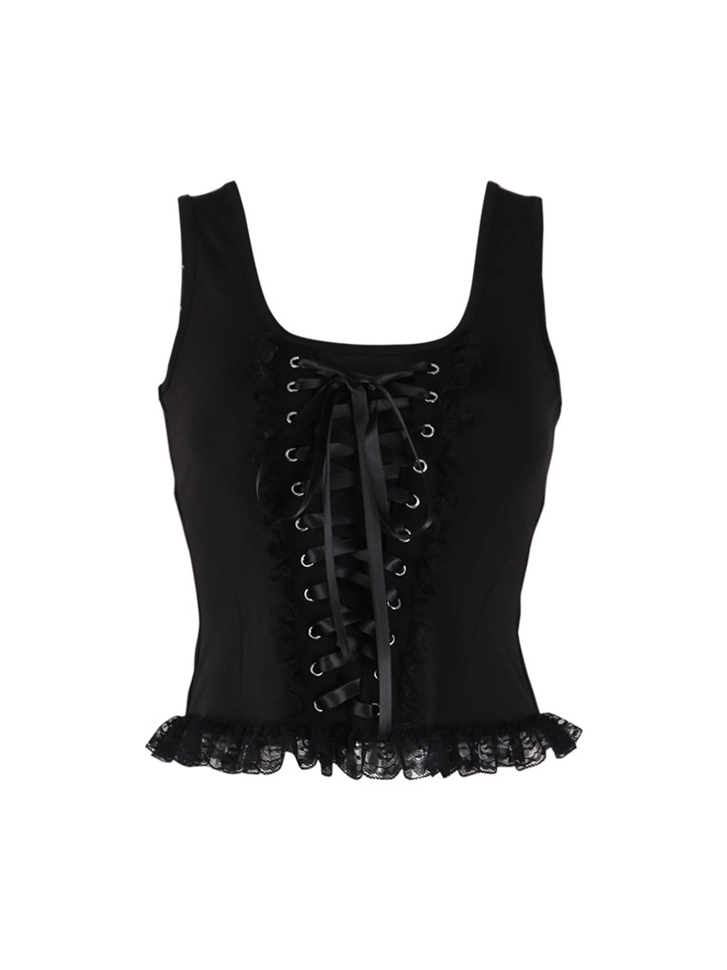 Black Lace Camisole Corset Vest