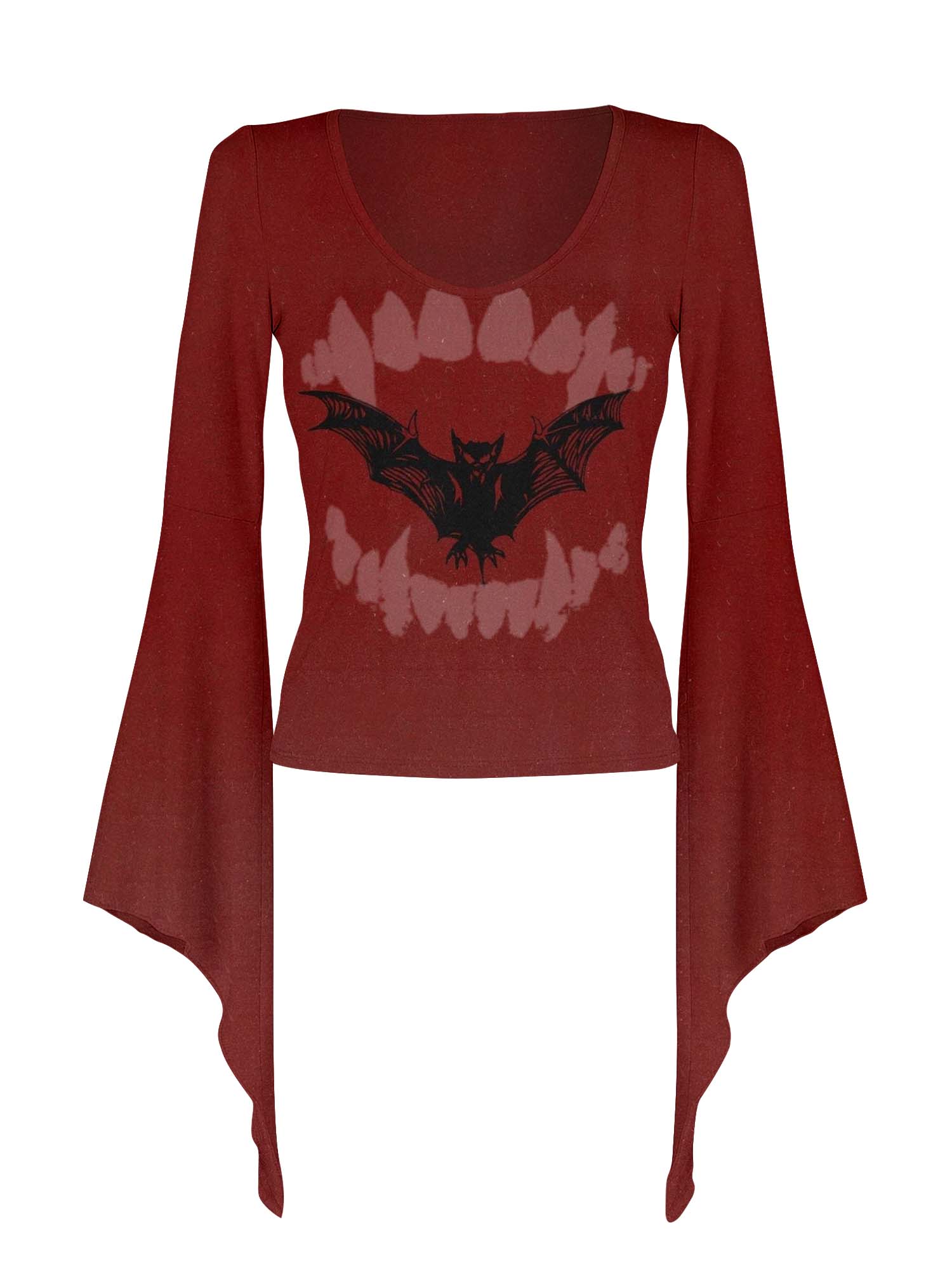 Bloody Bat Print Batwing Shirt