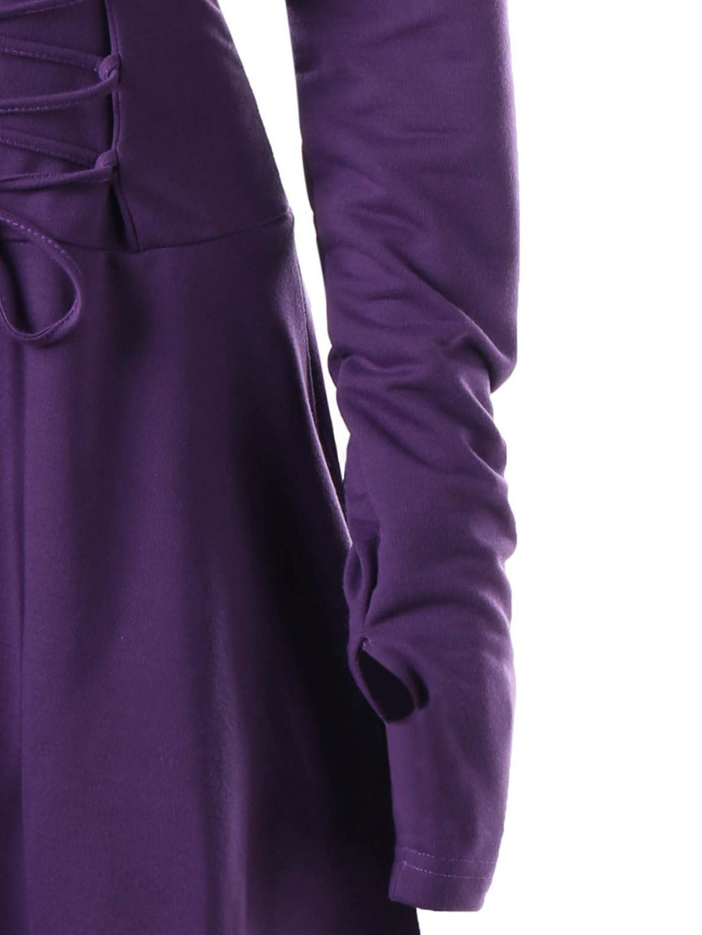 Gothic Witch Long Sleeve Hooded Tie Midi Dress