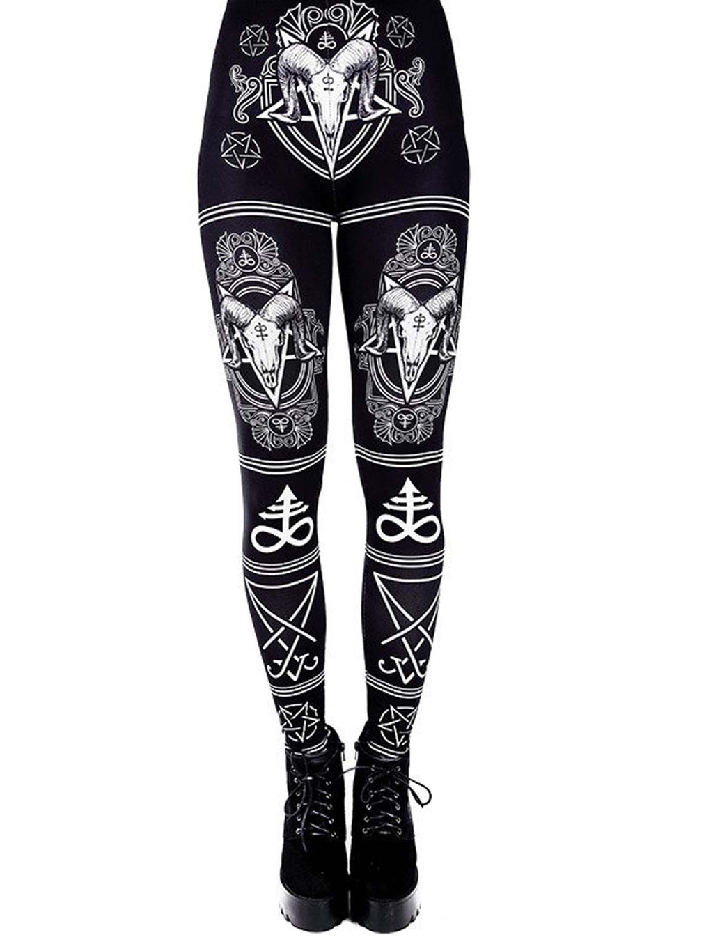 Leggings mit dunklem Gothic-Baphomet-Print