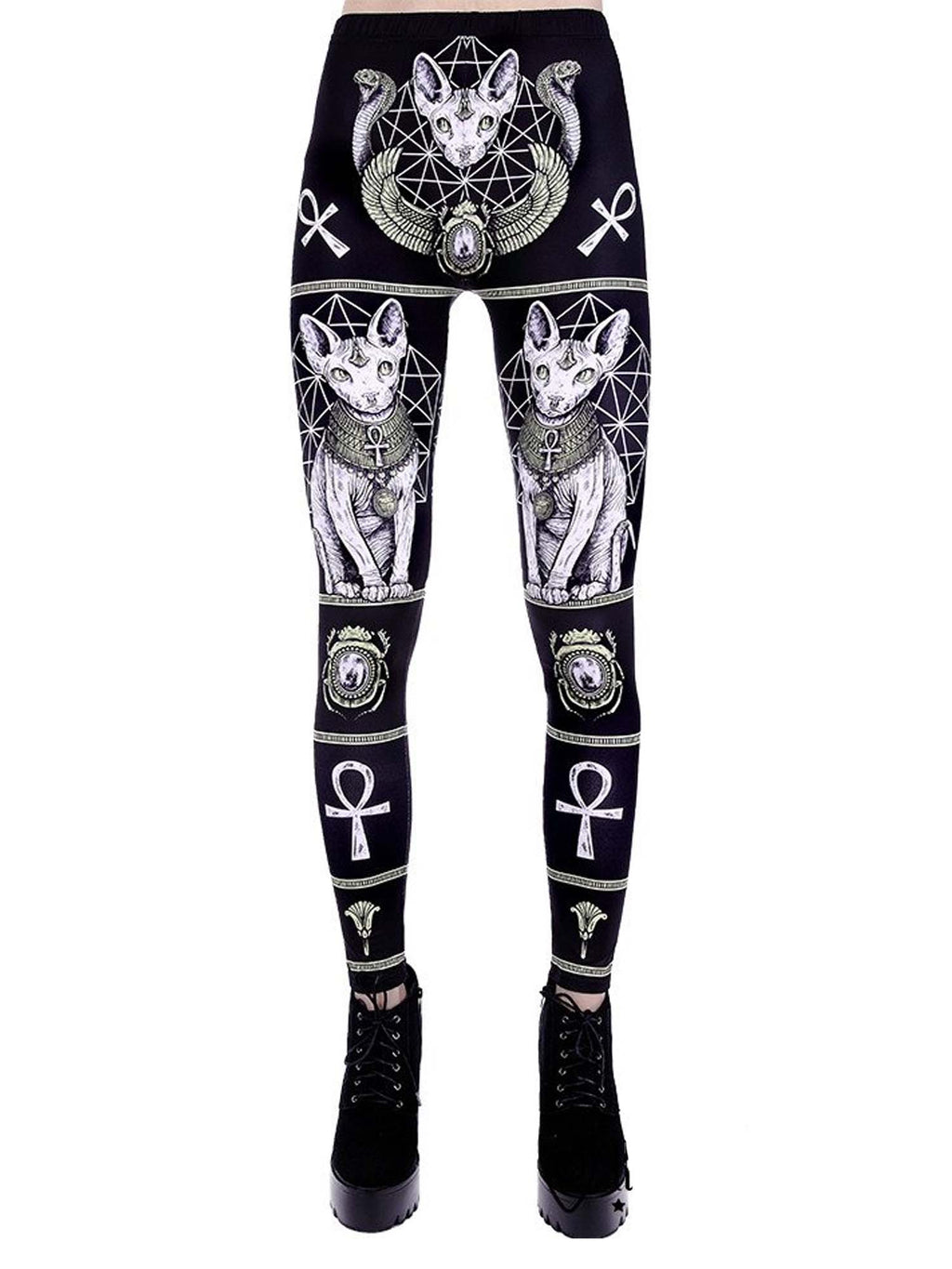 Dark Gothic Gothic Sphinx Cat Print Leggings