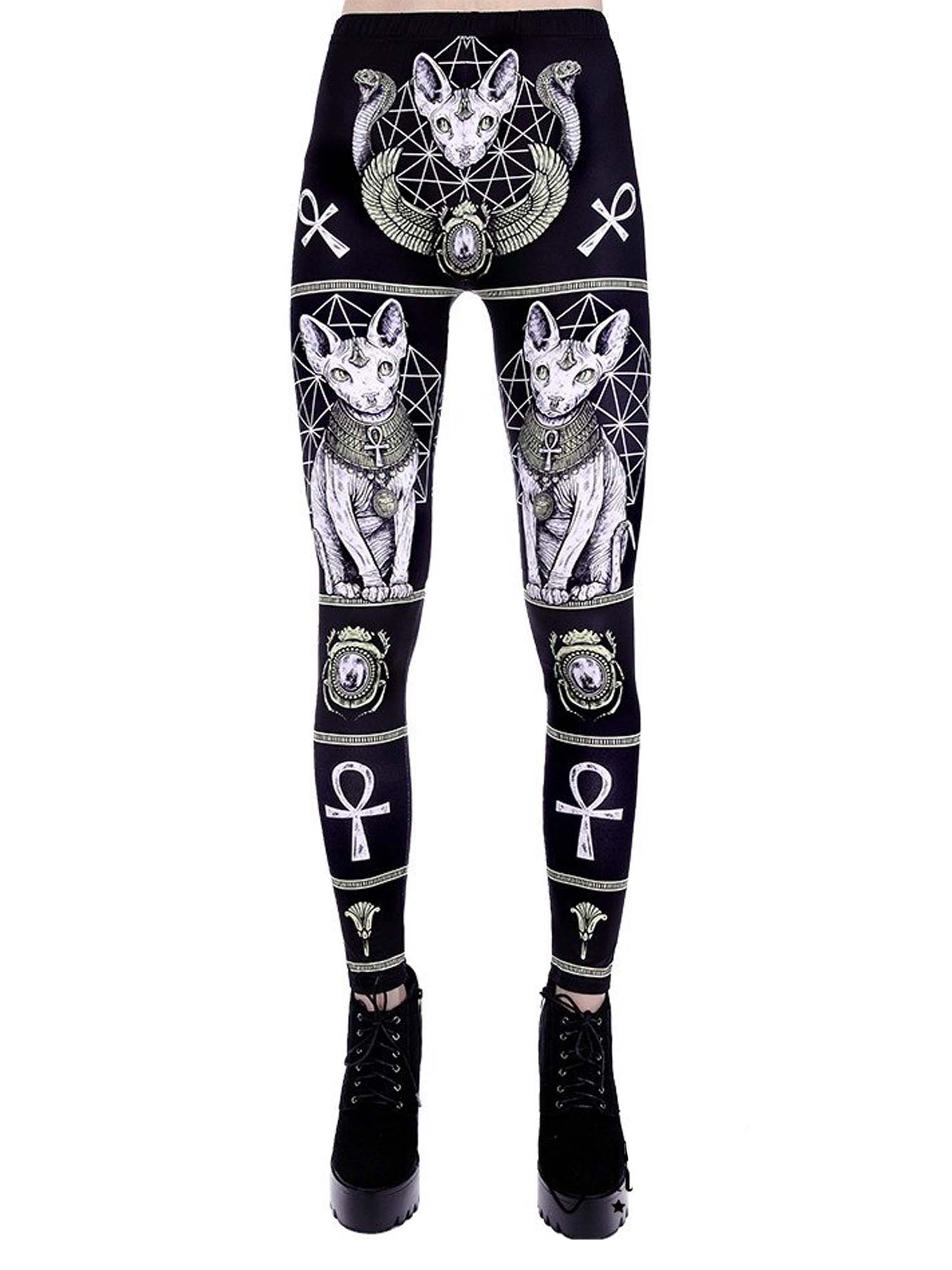 Dark Gothic Gothic Sphinx Cat Print Leggings
