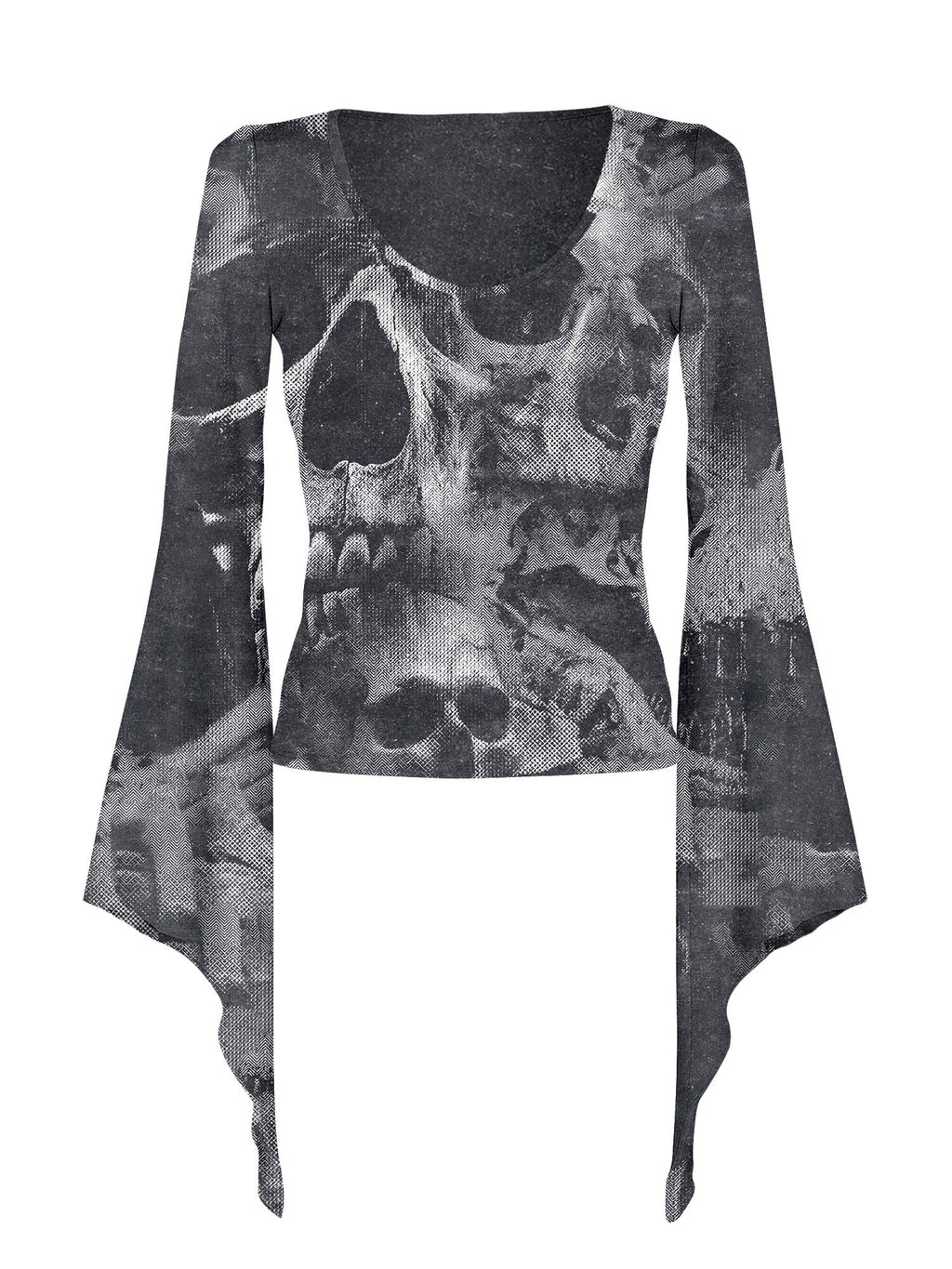 Midnight Skull Print Batwing Shirt