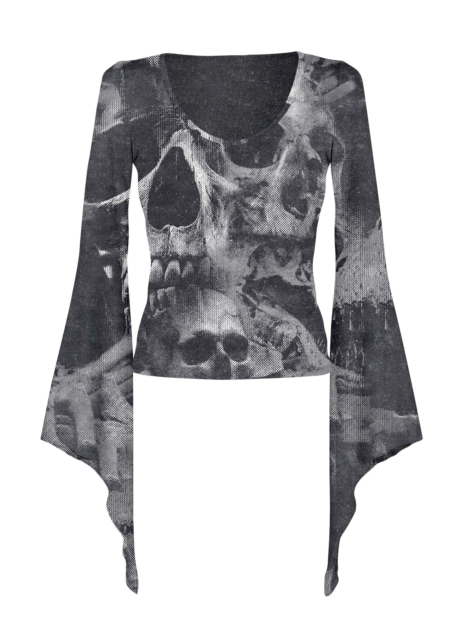 Midnight Skull Print Batwing Shirt
