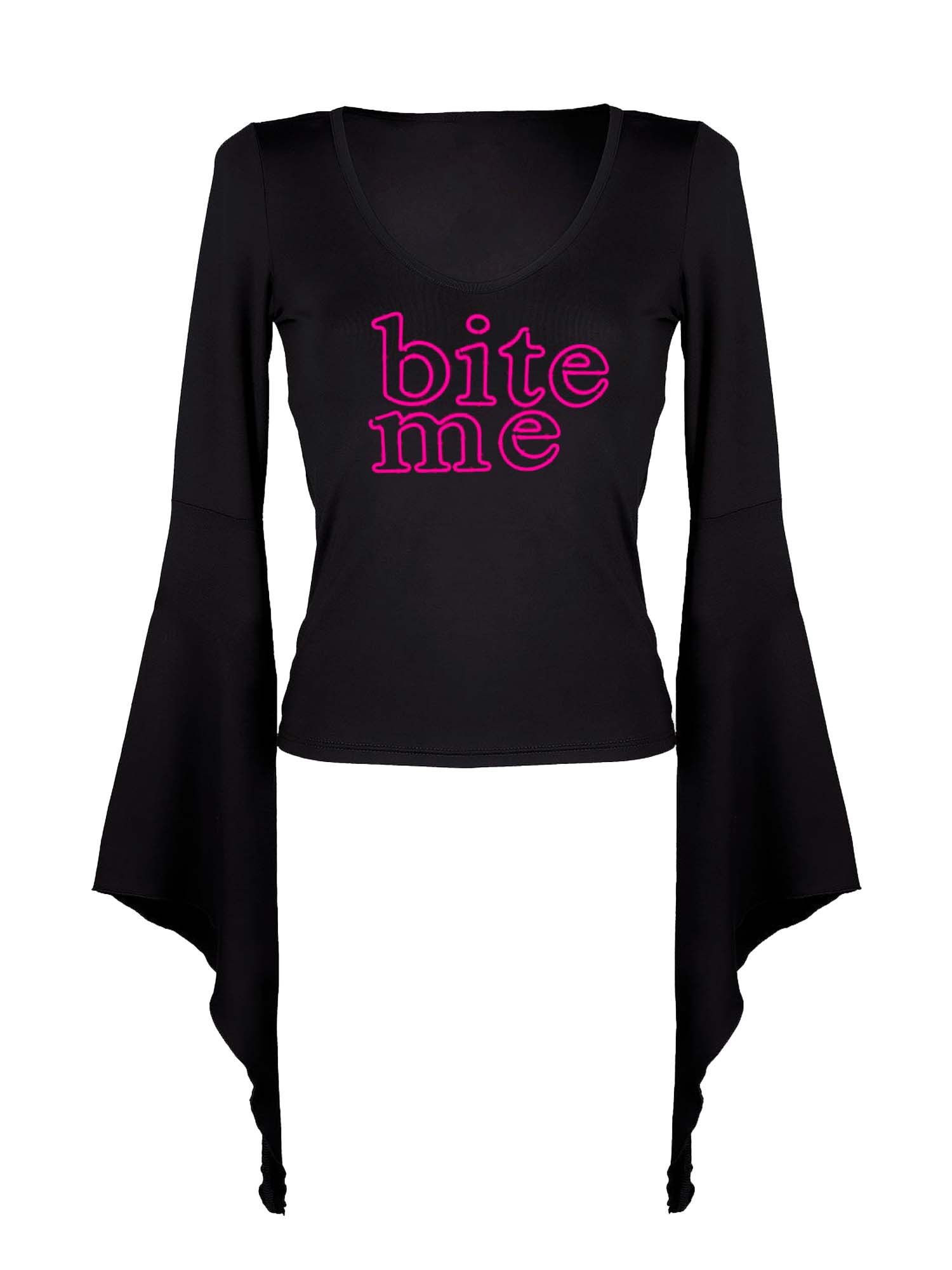 Bite Me Print Batwing Shirt