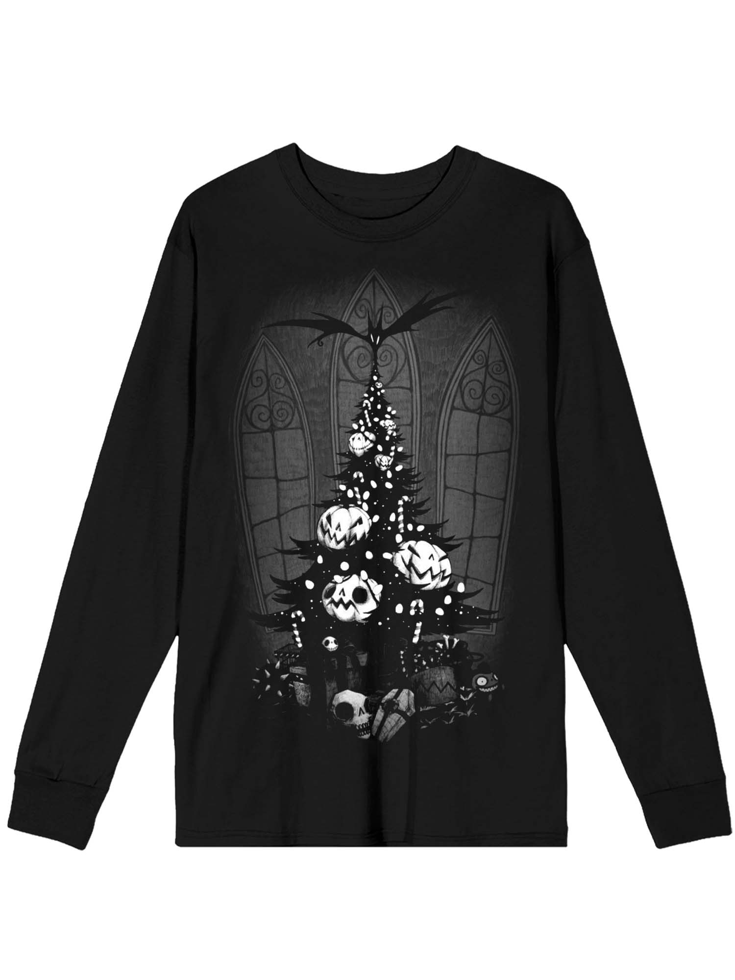 Bat Pumpkin Christmas Tree Print Long Sleeve T-shirt
