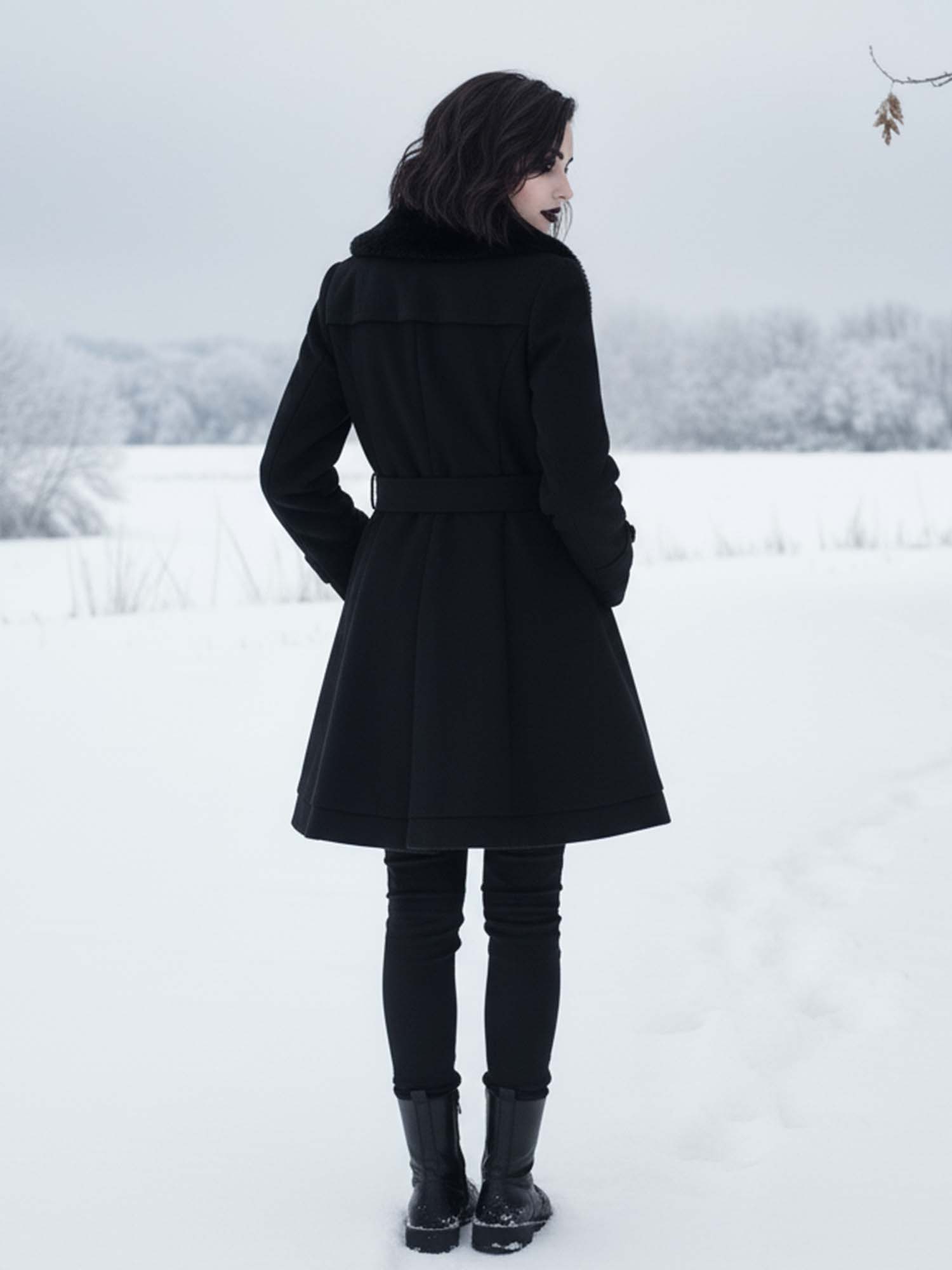 Gothic Woolen Coat Double-Breasted Thick Coat