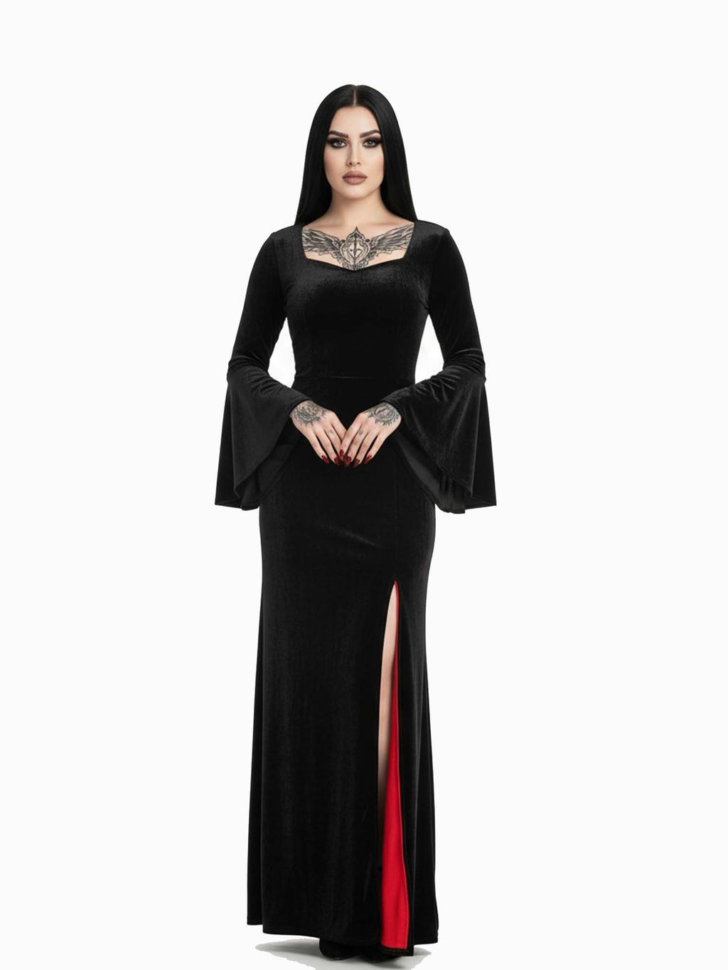 Gothic Halloween Black Maxi Dress