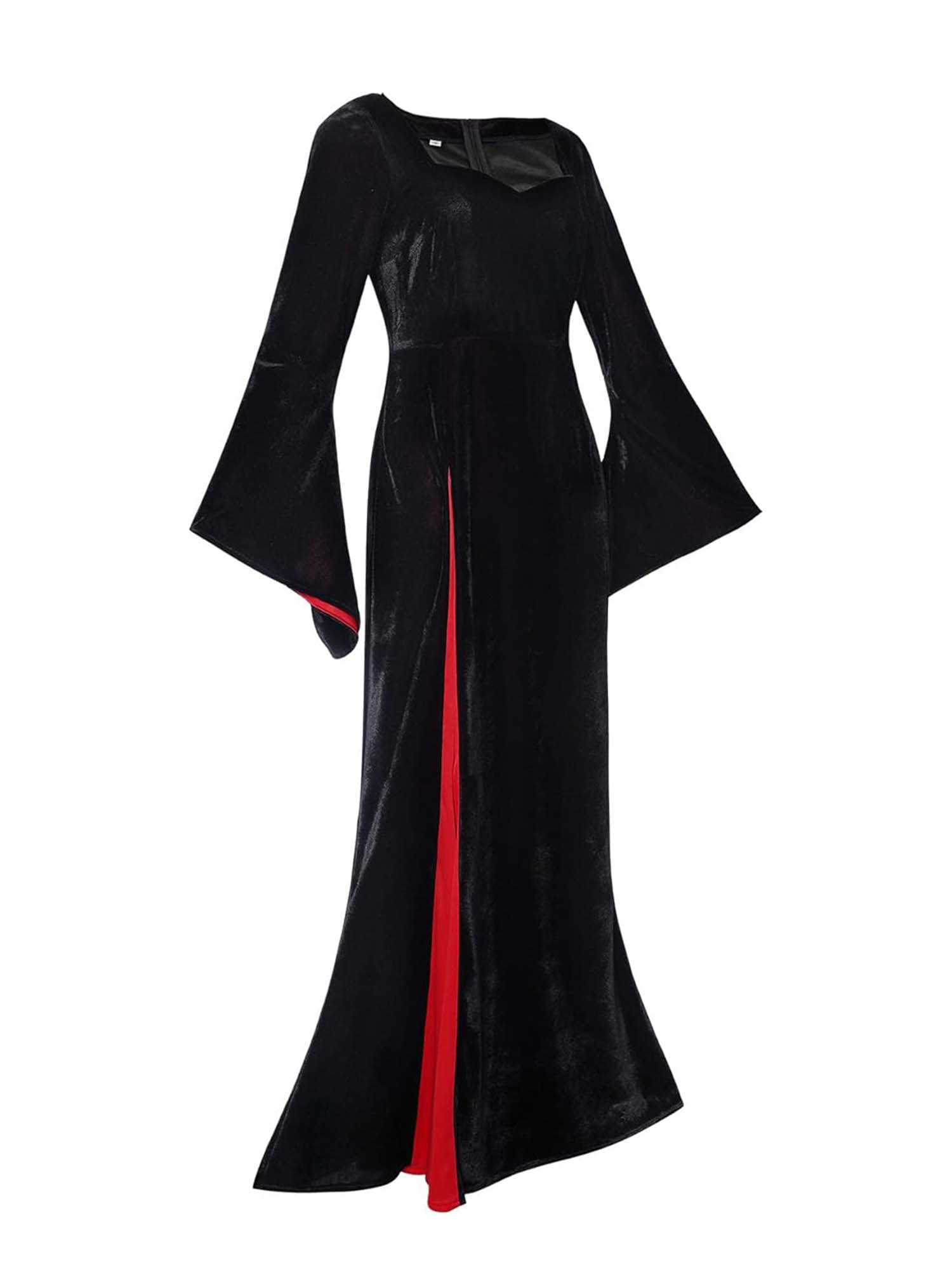 Gothic Halloween Black Maxi Dress