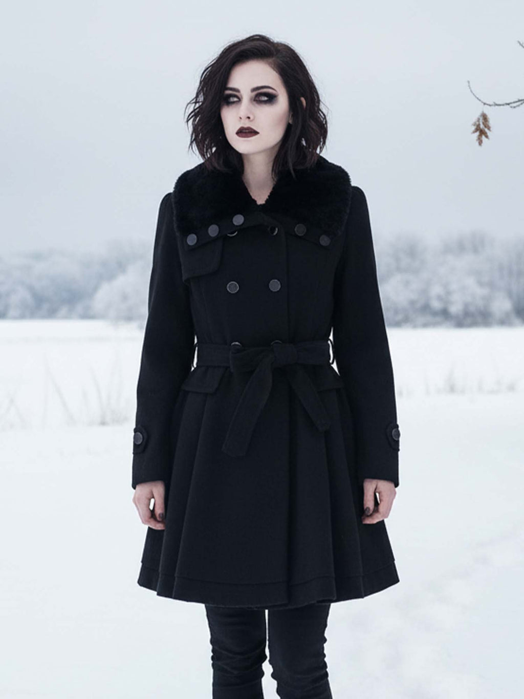 Gothic Woolen Coat Double-Breasted Thick Coat