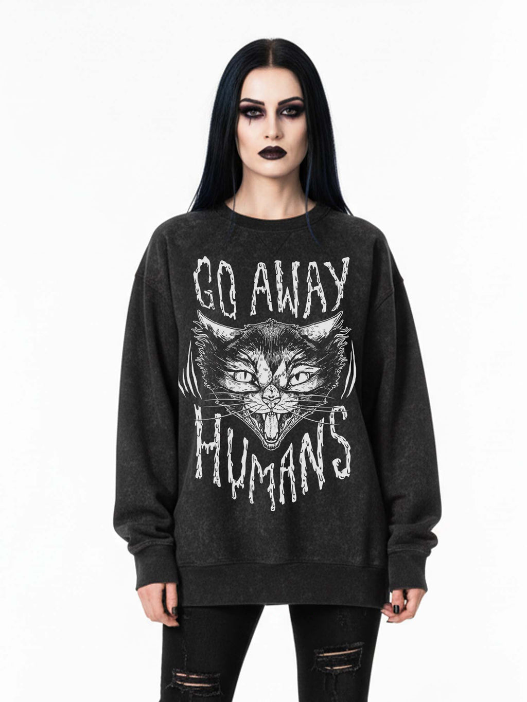 Go Away Humans Cat Print Sweatshirt