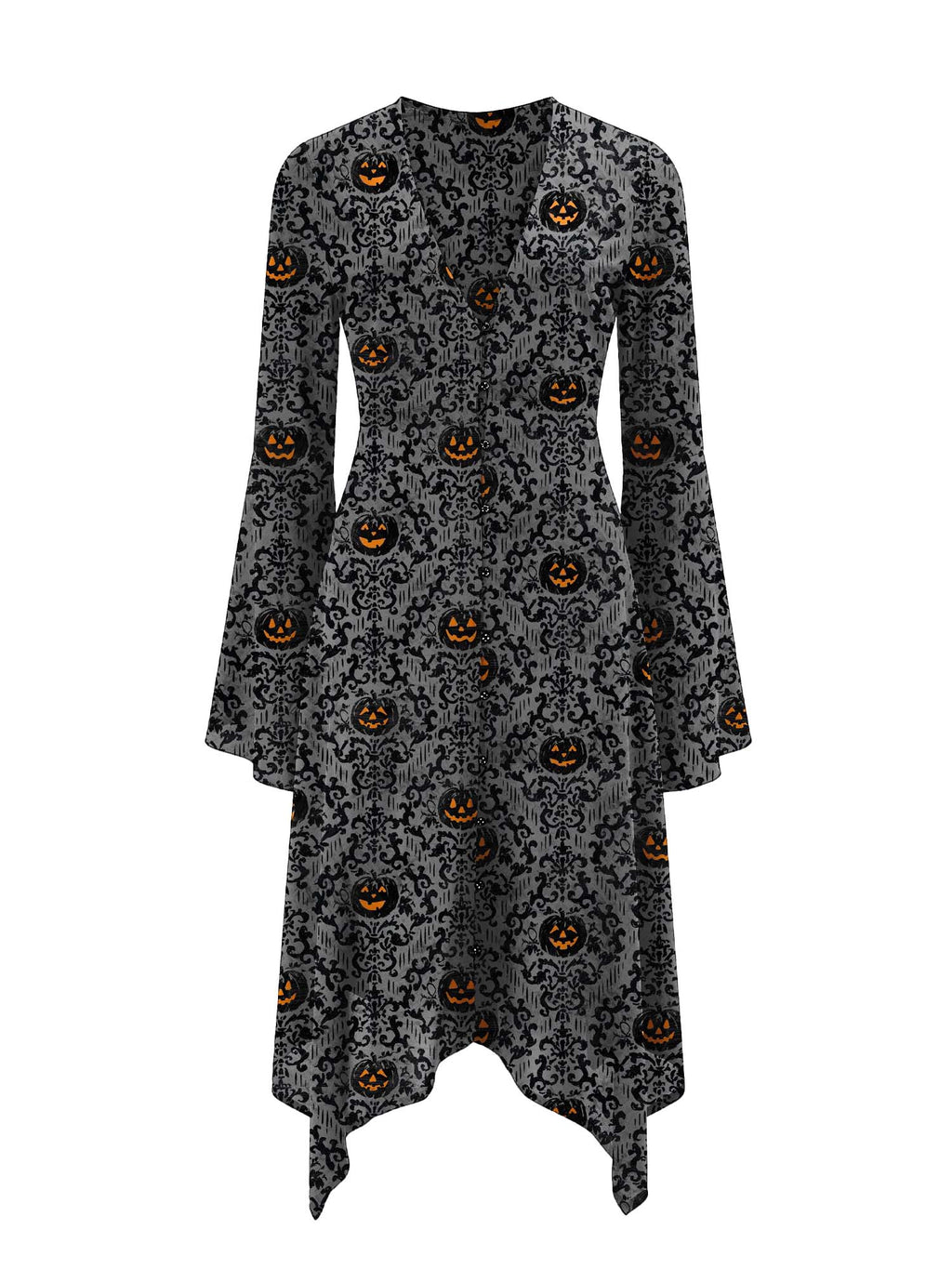 Midi-Mondschleierkleid mit Kürbissen an der Halloweennacht