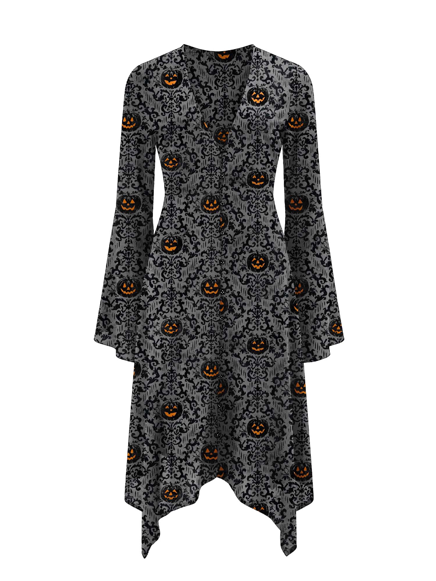 Midi-Mondschleierkleid mit Kürbissen an der Halloweennacht