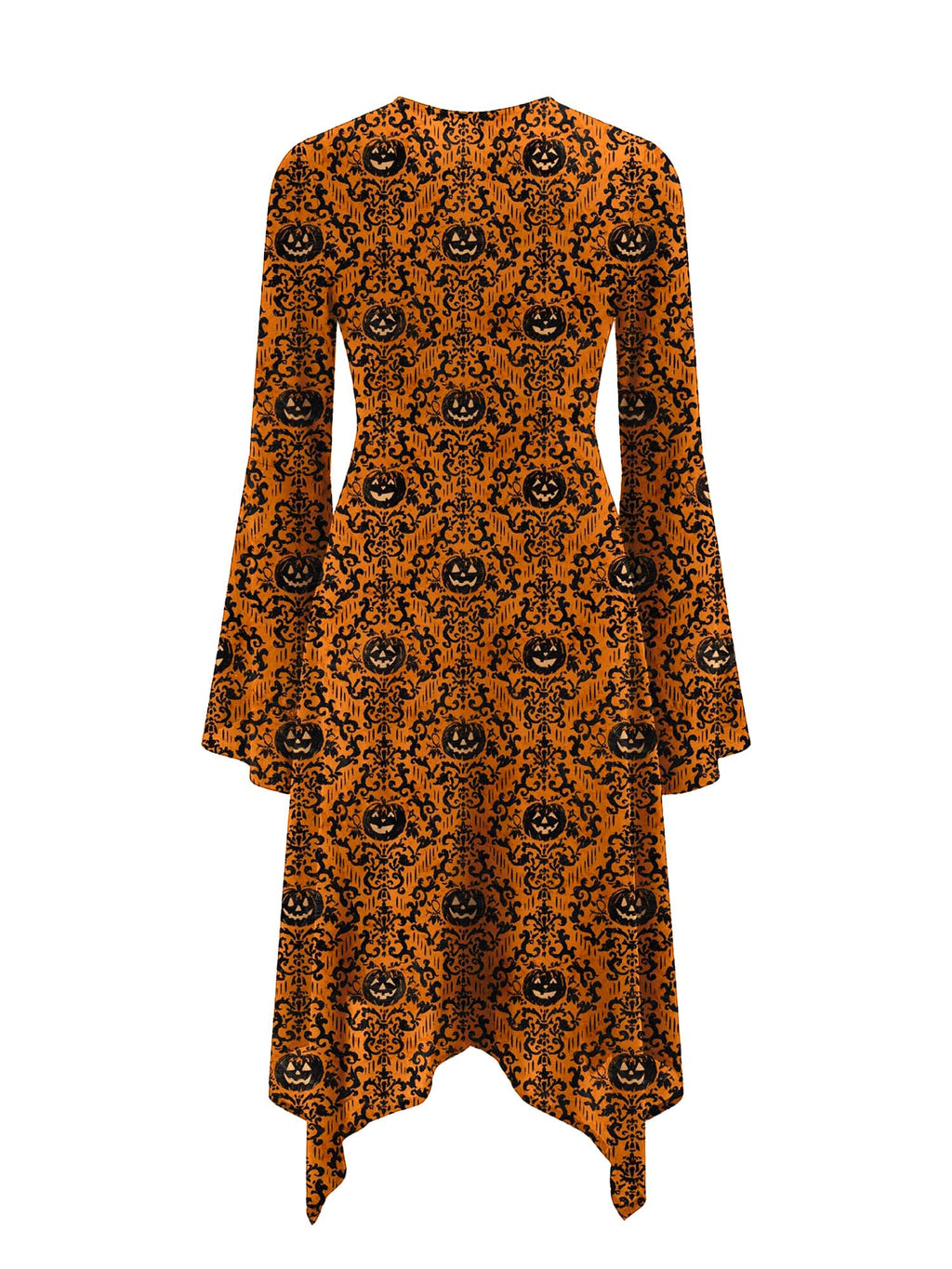 Pumpkins On Halloween Night Print Midi Moonveil Dress