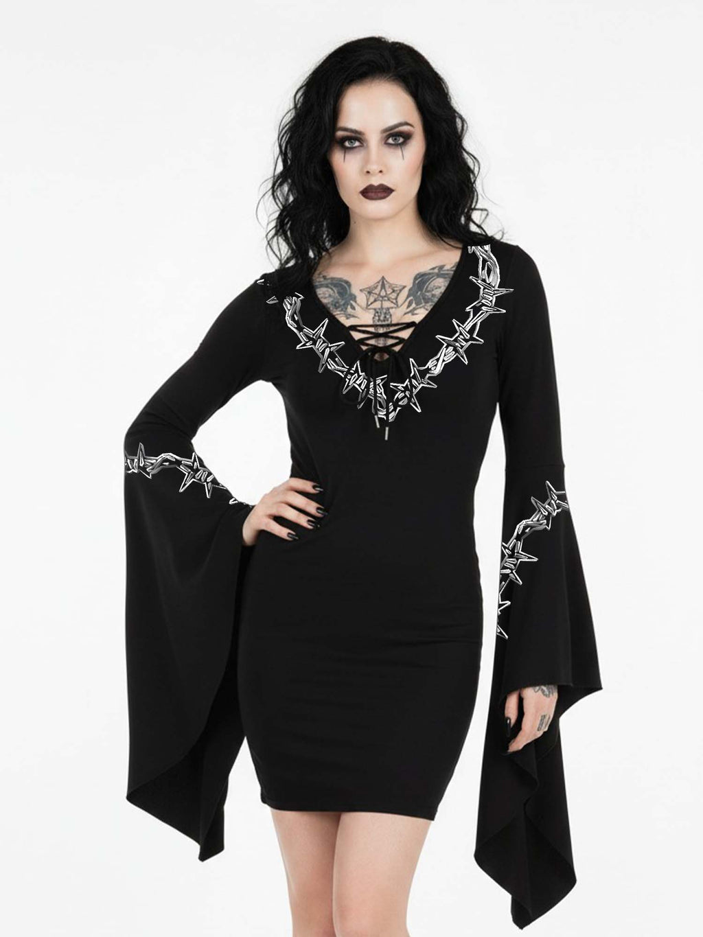 Moon Thorns Print Batwing Dress