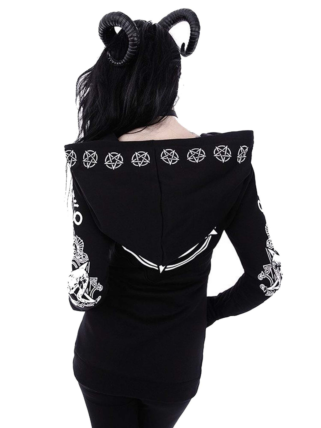 Gothic Moon Phases Print Jacket Hoodie