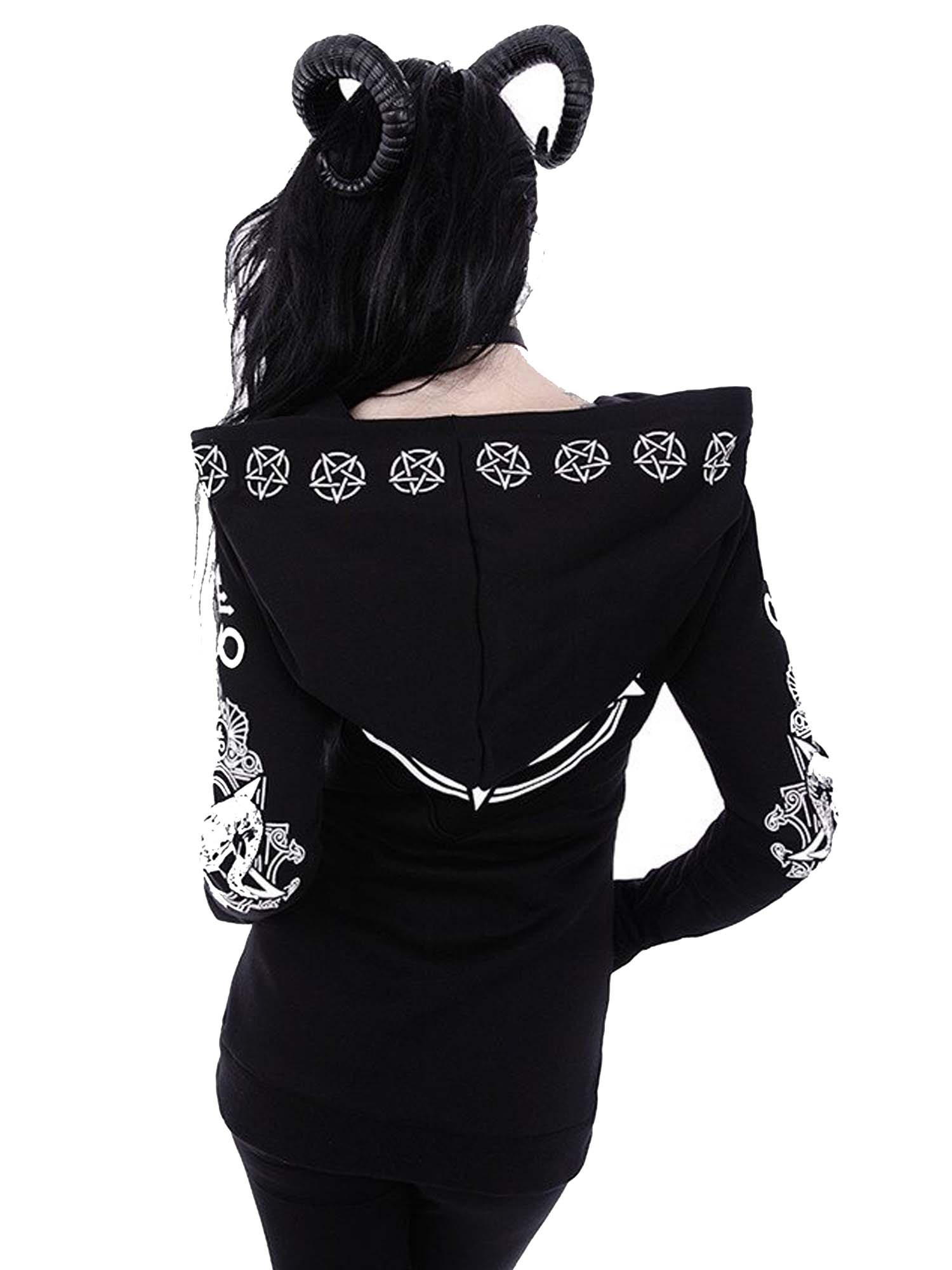 Gothic Moon Phases Print Jacket Hoodie