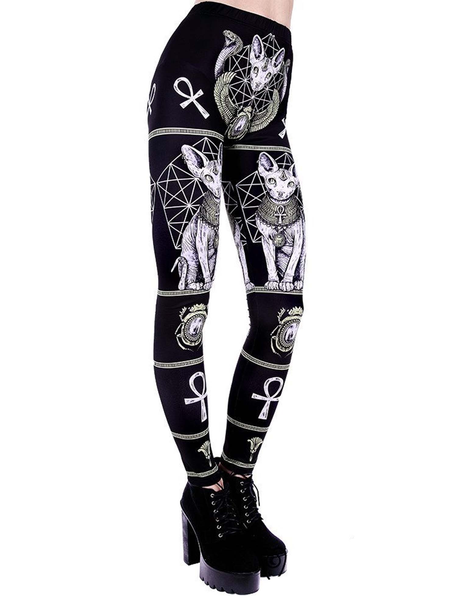 Dark Gothic Gothic Sphinx Cat Print Leggings