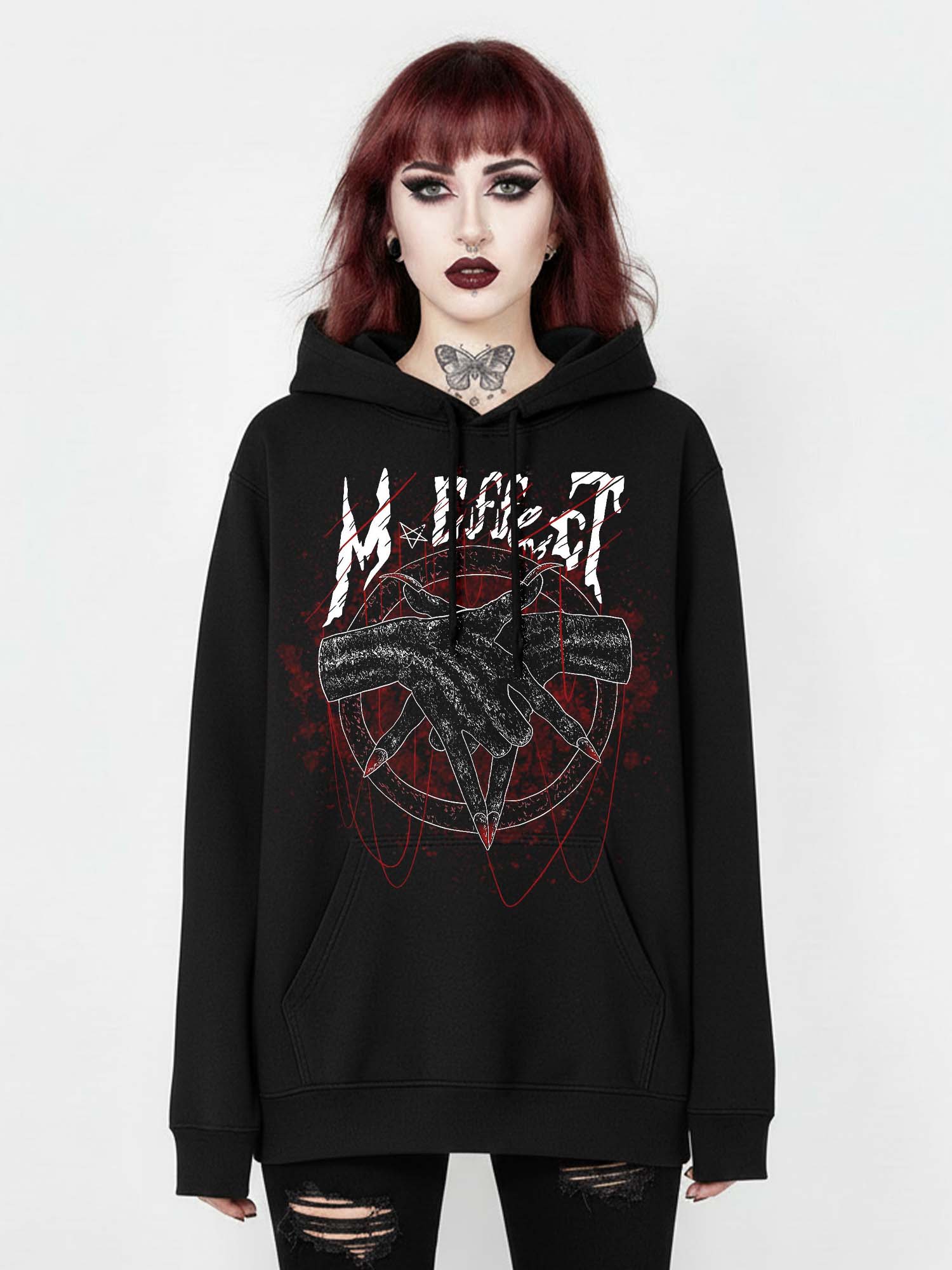 Baphomet Hands Print Hoodie