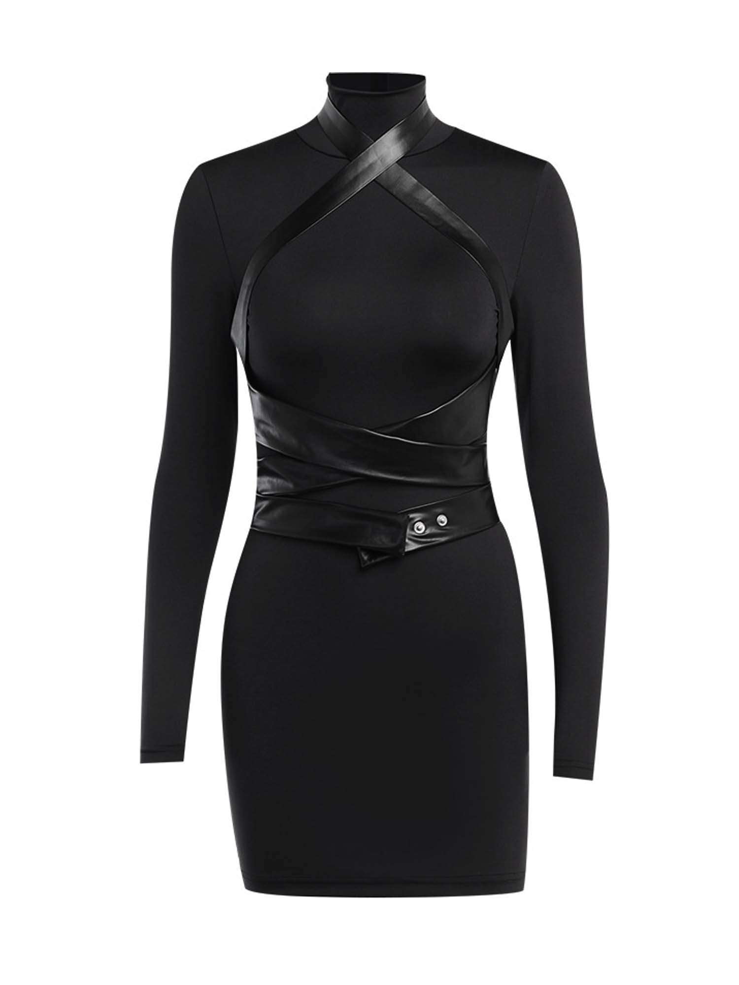 Gothic Dark Langarm Hüft Minikleid