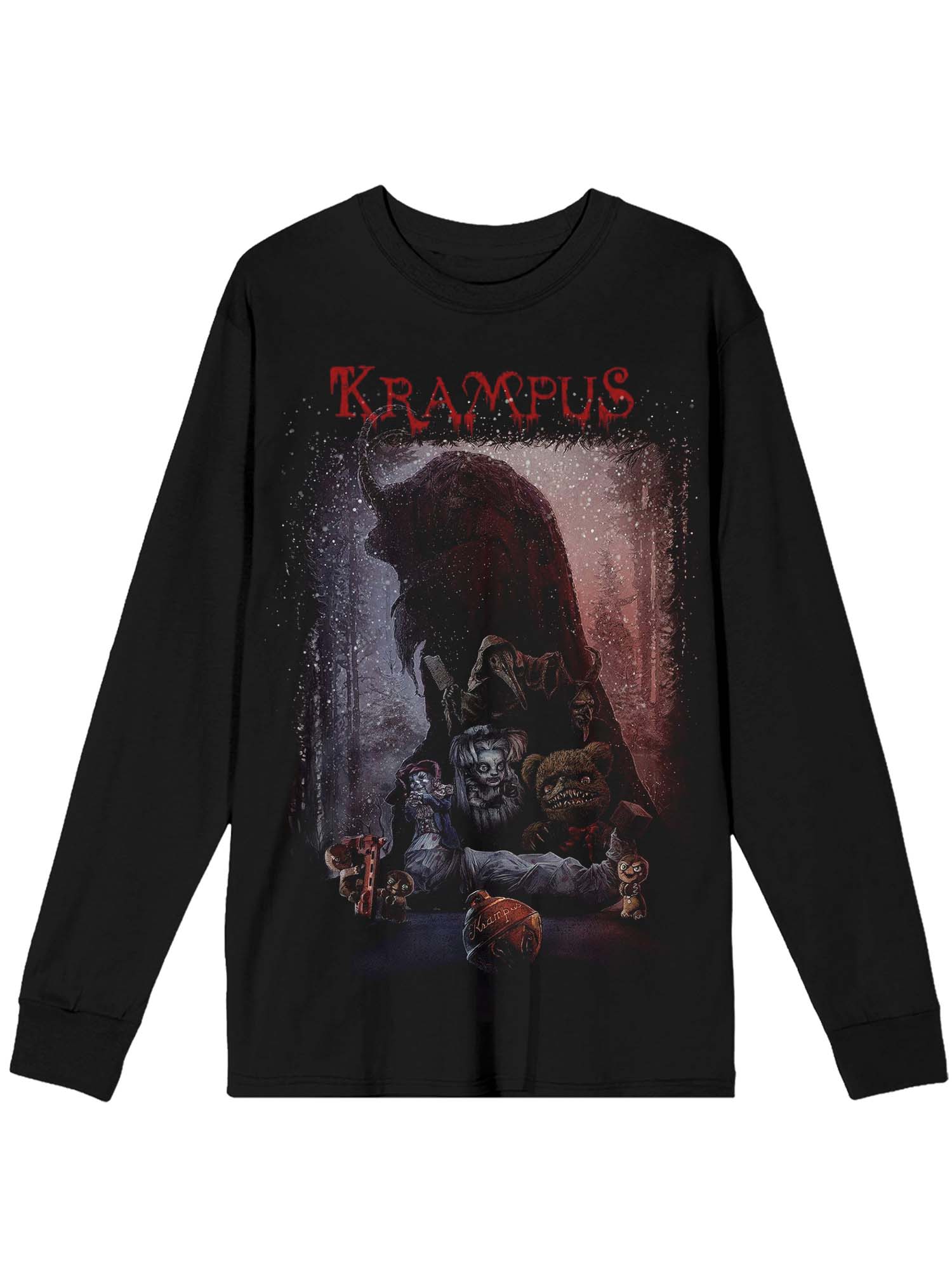 Weihnachts-Langarm-T-Shirt mit „Merry Krampus“-Aufdruck 