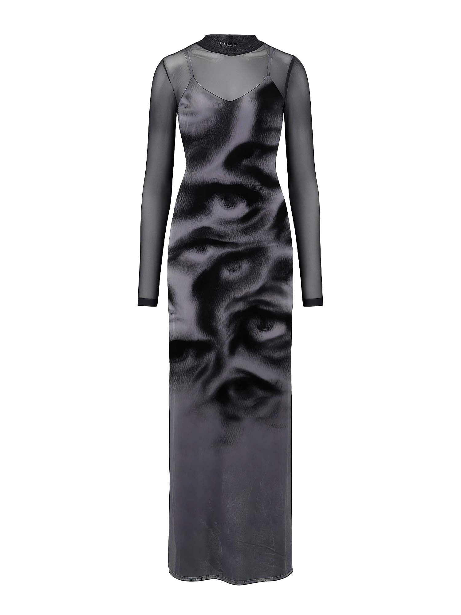 Eyes In The Dark Print Maxi Veilbound Dress