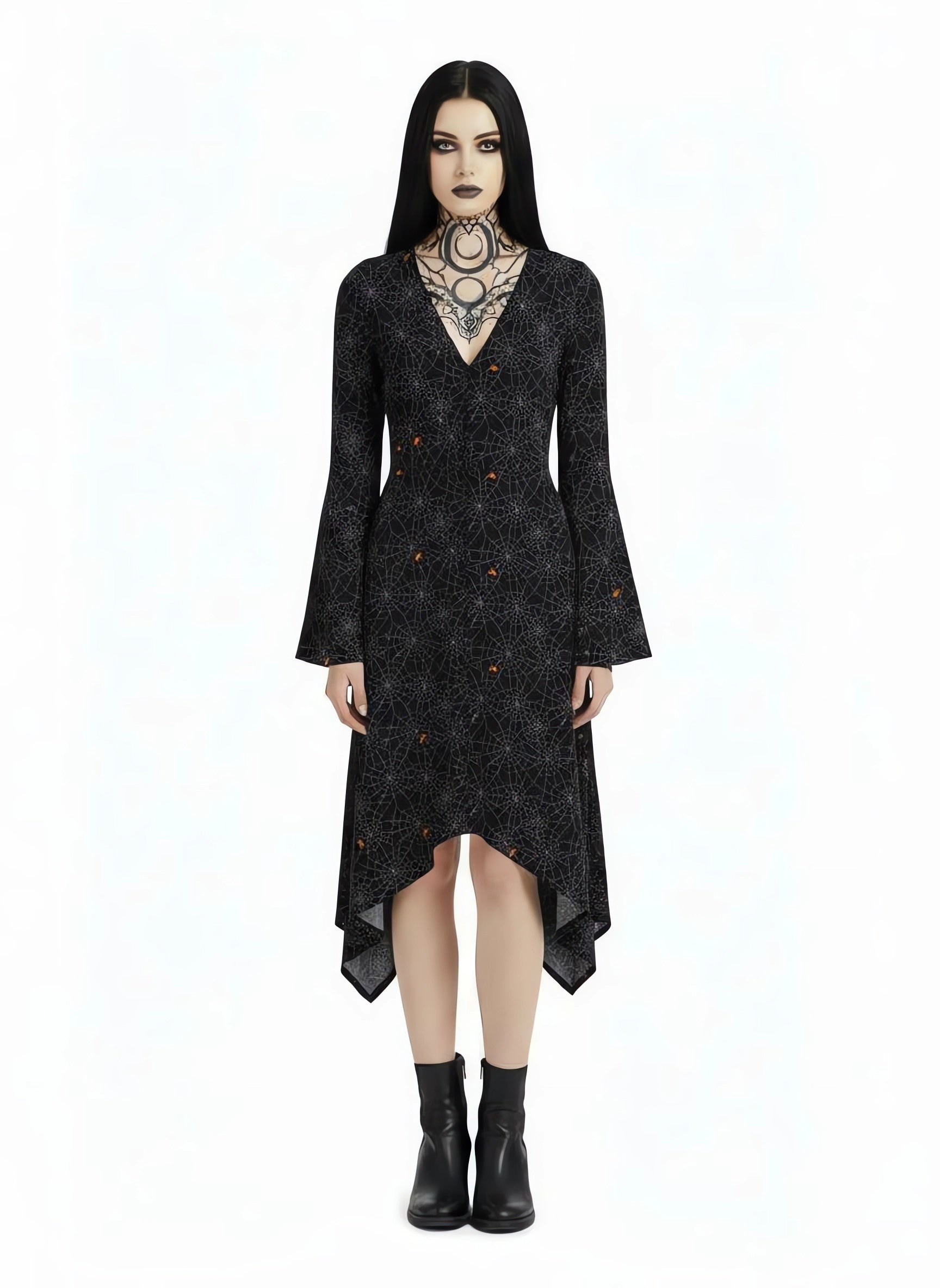 Spider Web Print Midi Moonveil Dress