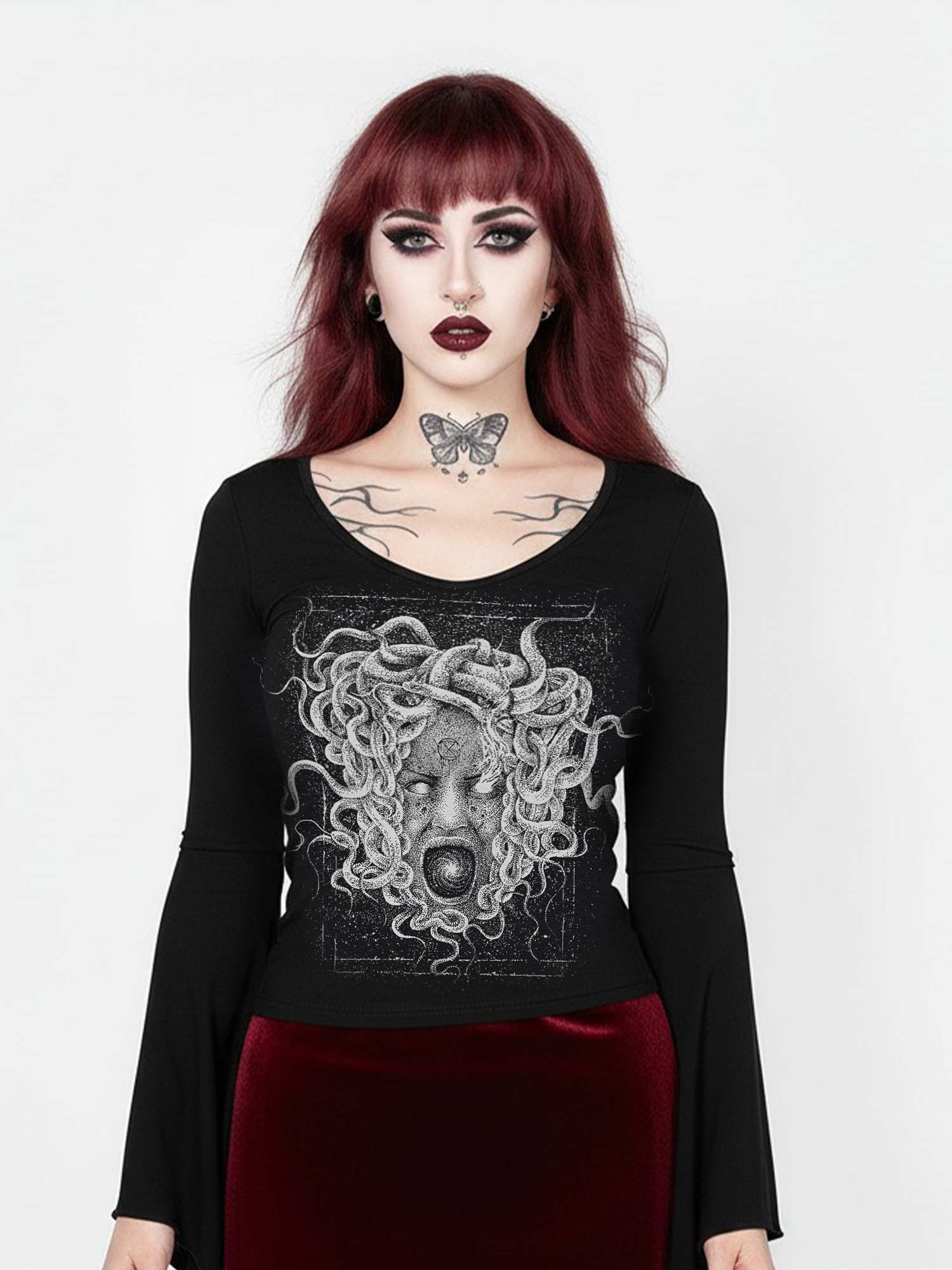 Crazy MEDUSA Print Batwing Shirt