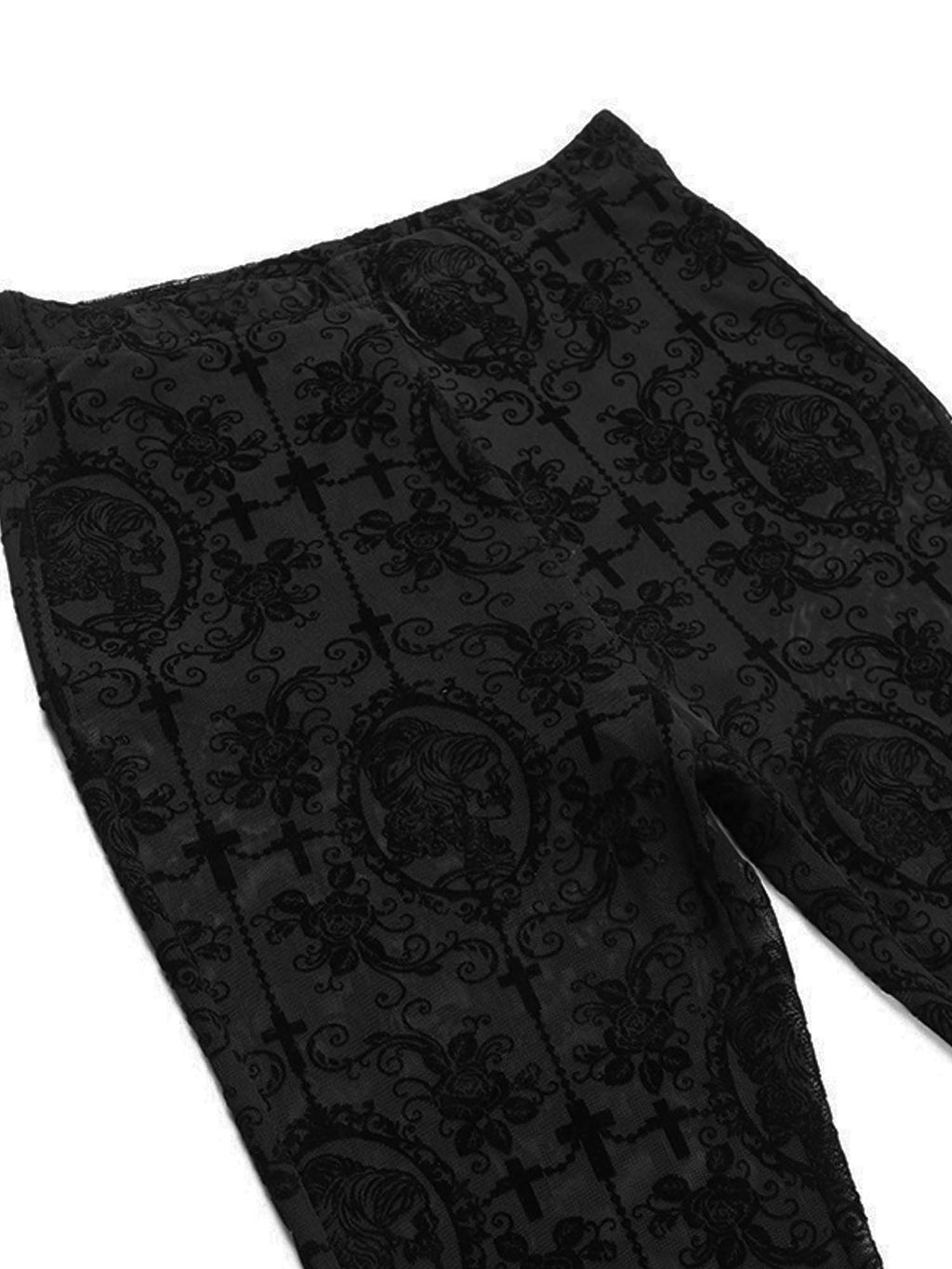 Dark Slim Lace Flared Pants