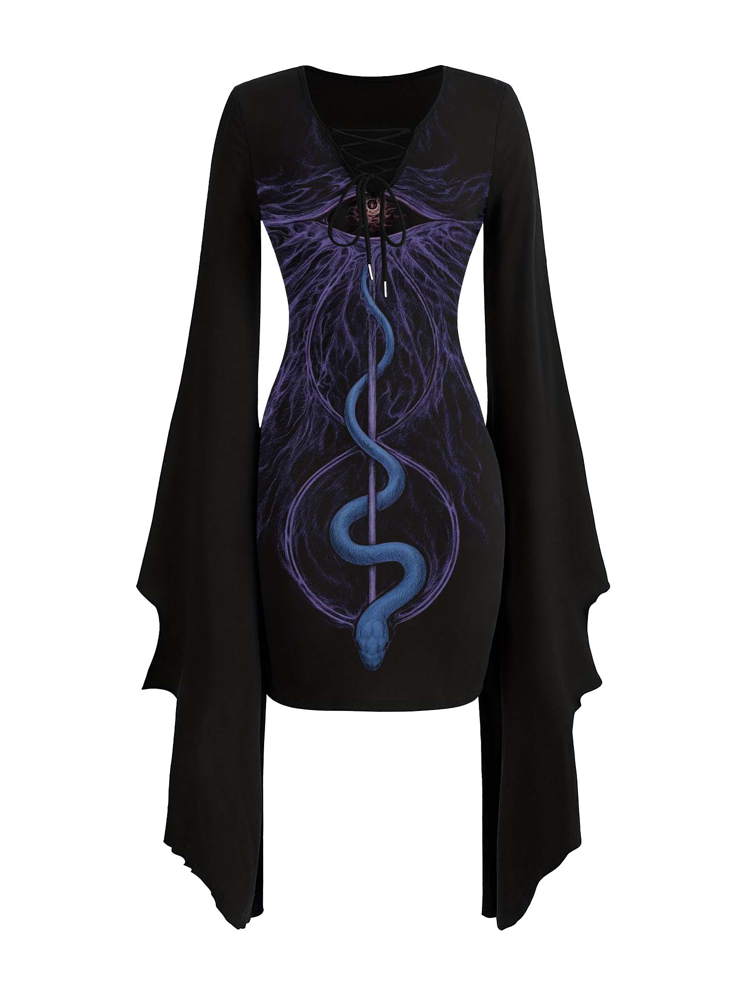 The Third Eye And The Snake Print Batwing Dress