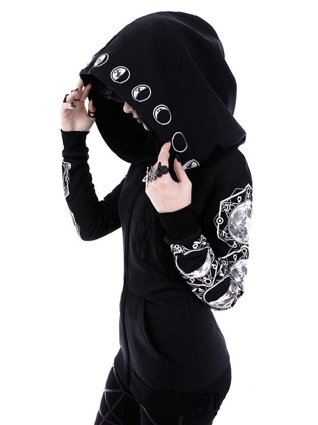 Gothic Mondphasen Print Jacke Hoodie