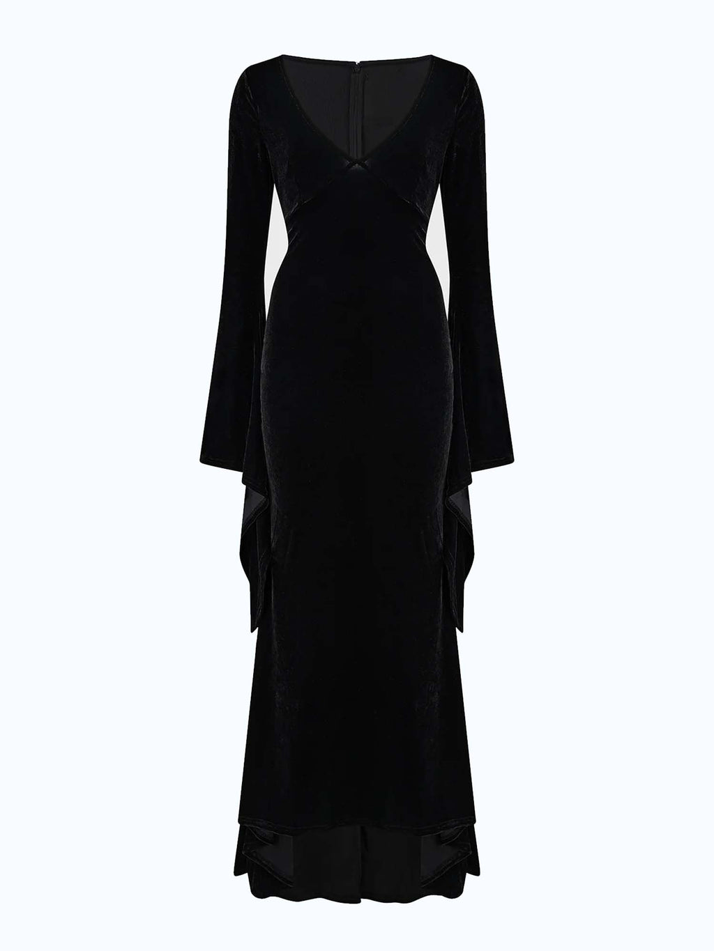 Gothic Dark V-Neck Black Velvet Dress