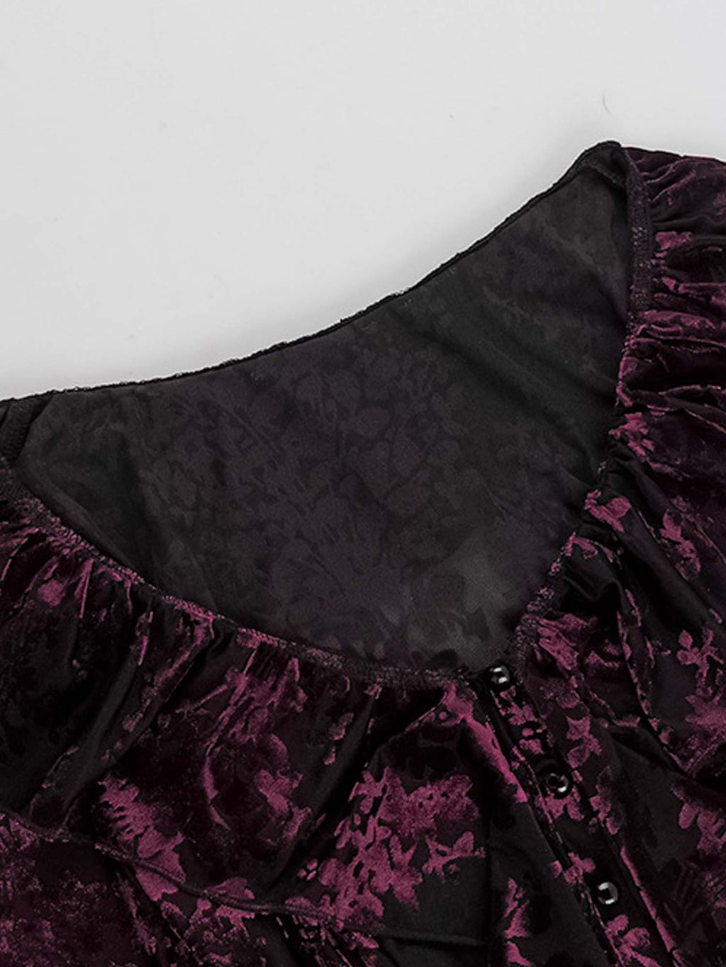 Gothic Ruffled V-Neck Long-Sleeved Top