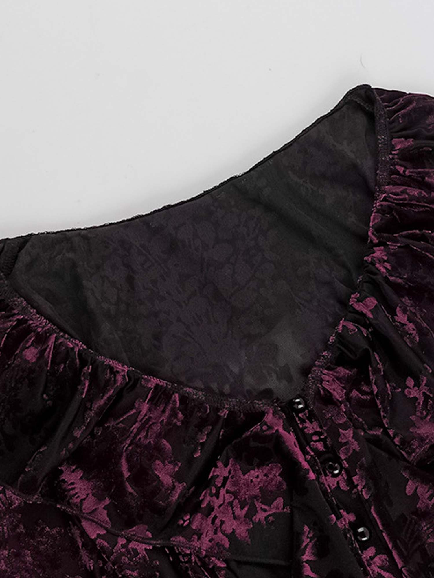 Gothic Ruffled V-Neck Long-Sleeved Top