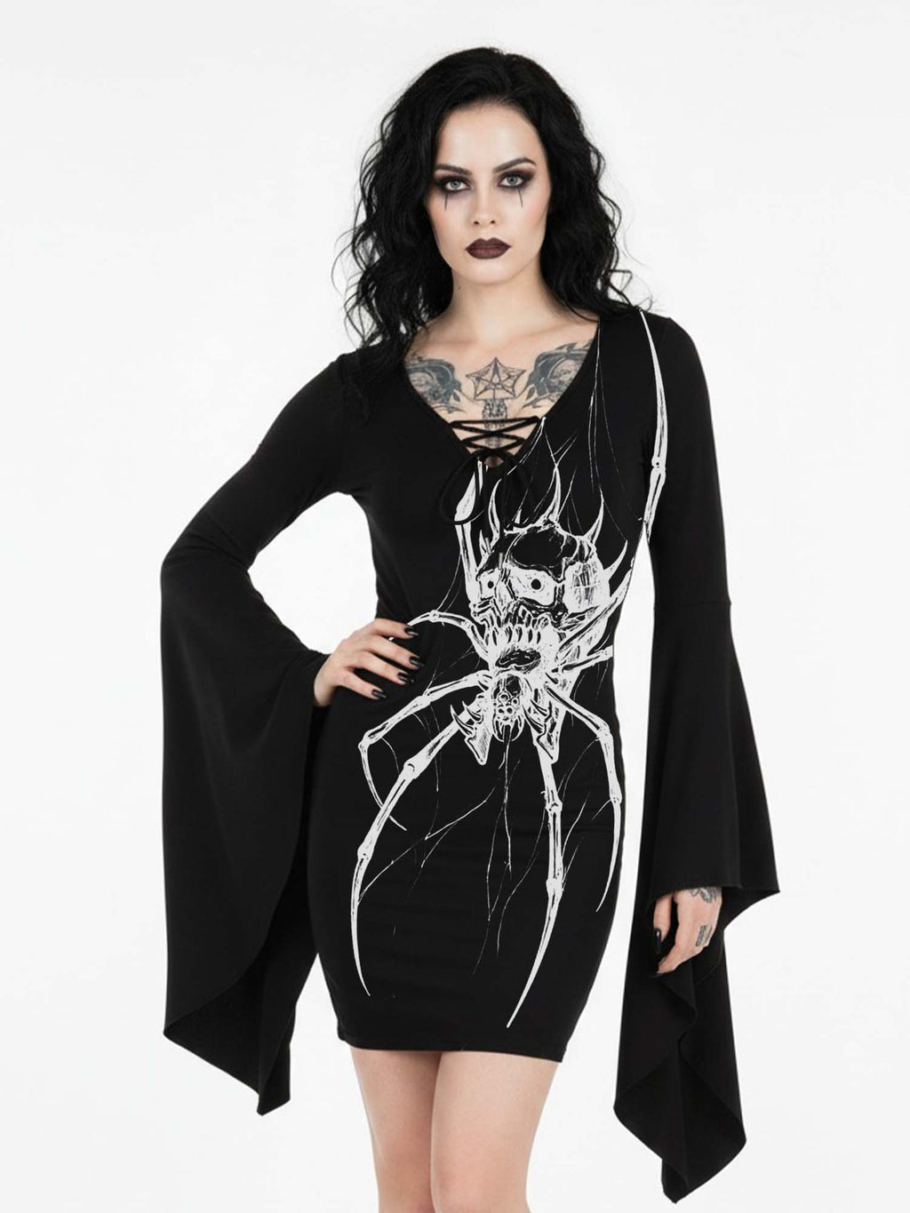 Spider Print Batwing Dress