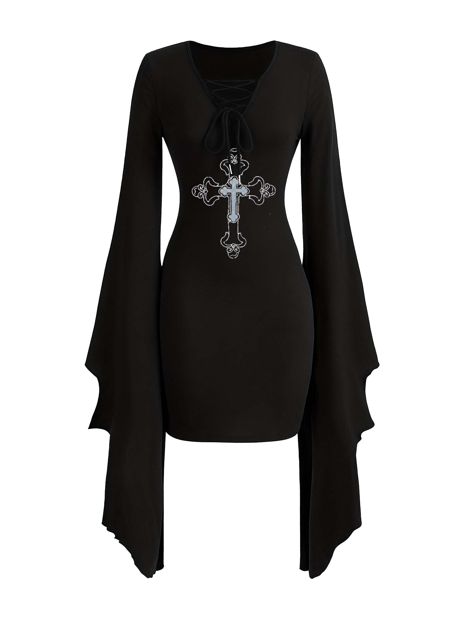 Cross Print Batwing Dress