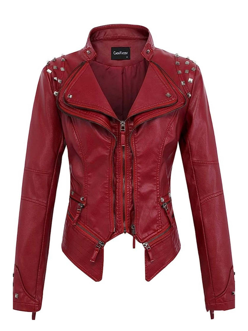 Riveted-Waist Short-Length Washed Leather Jacket