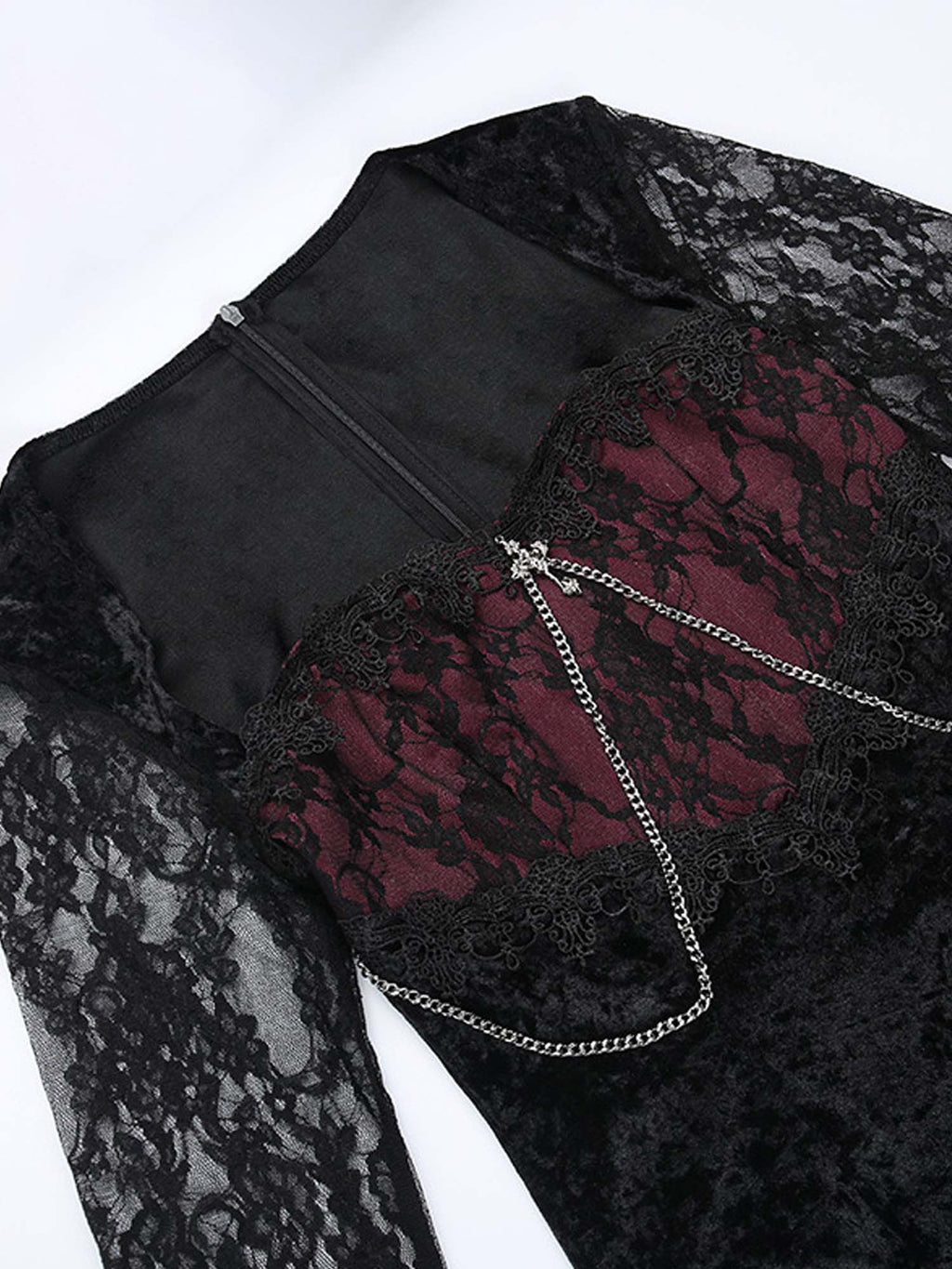 Dark Style Hip-Hugging Slit Lace Sleeve Dress