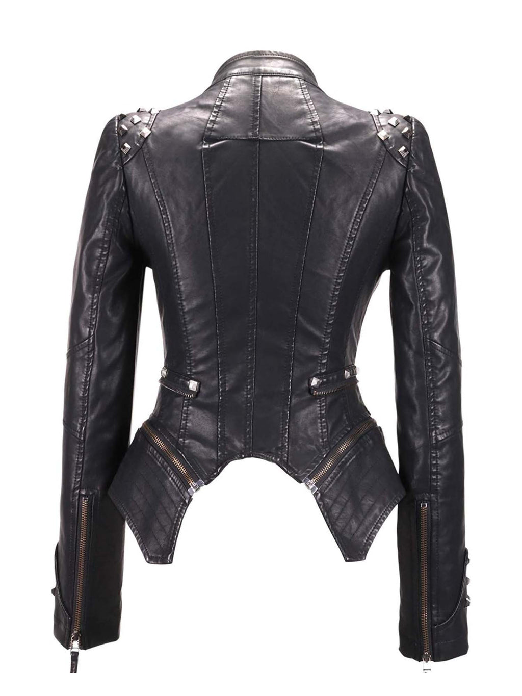 Riveted-Waist Short-Length Washed Leather Jacket