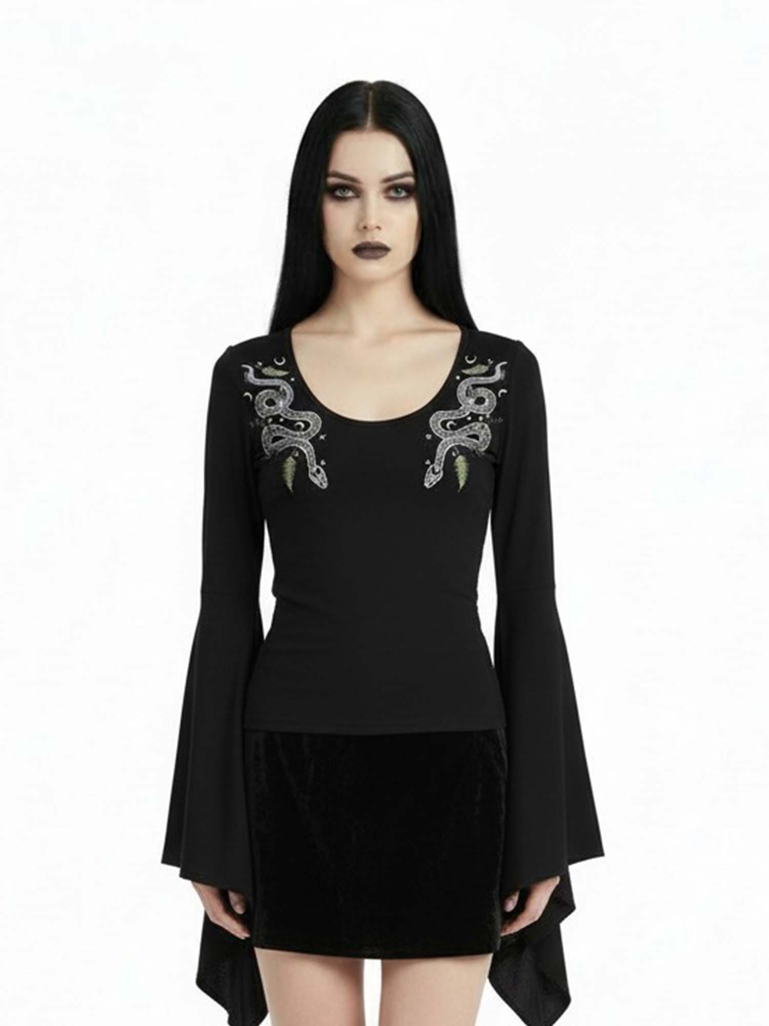 Snake Of Desire Print Batwing Shirt