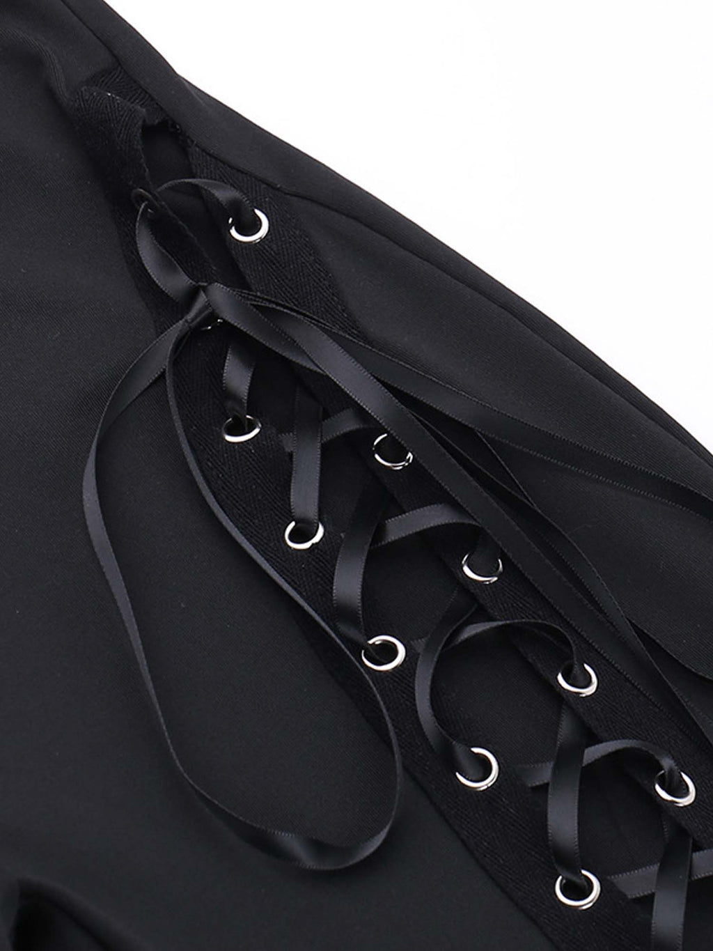 Dark Gothic Trendy Lace-Up Flared Pants