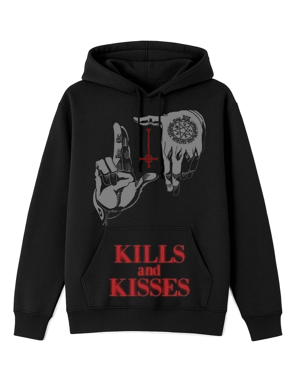 Kapuzenpullover mit „Baphomet Kills and Kissed“-Print 
