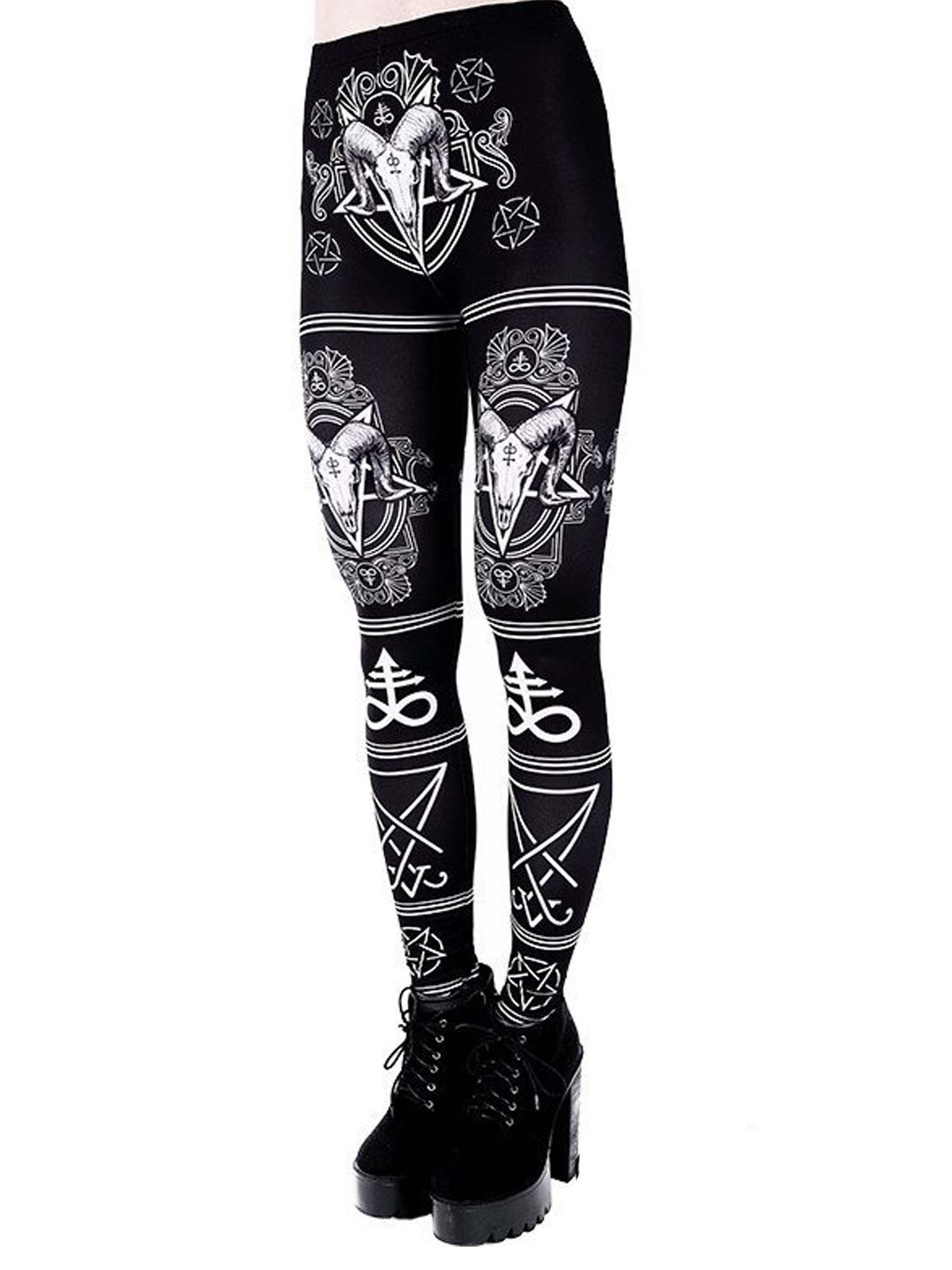 Dark Gothic Baphomet Print Leggings