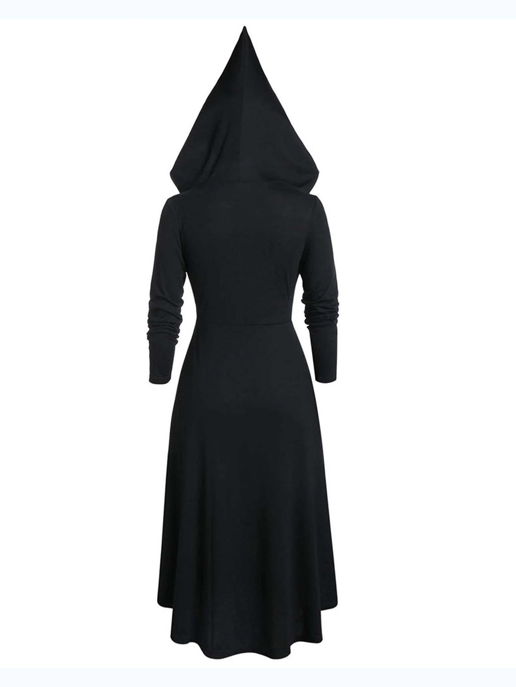 Dark Pointed Hat Eyelet Cross Strap Long Sleeve Dress