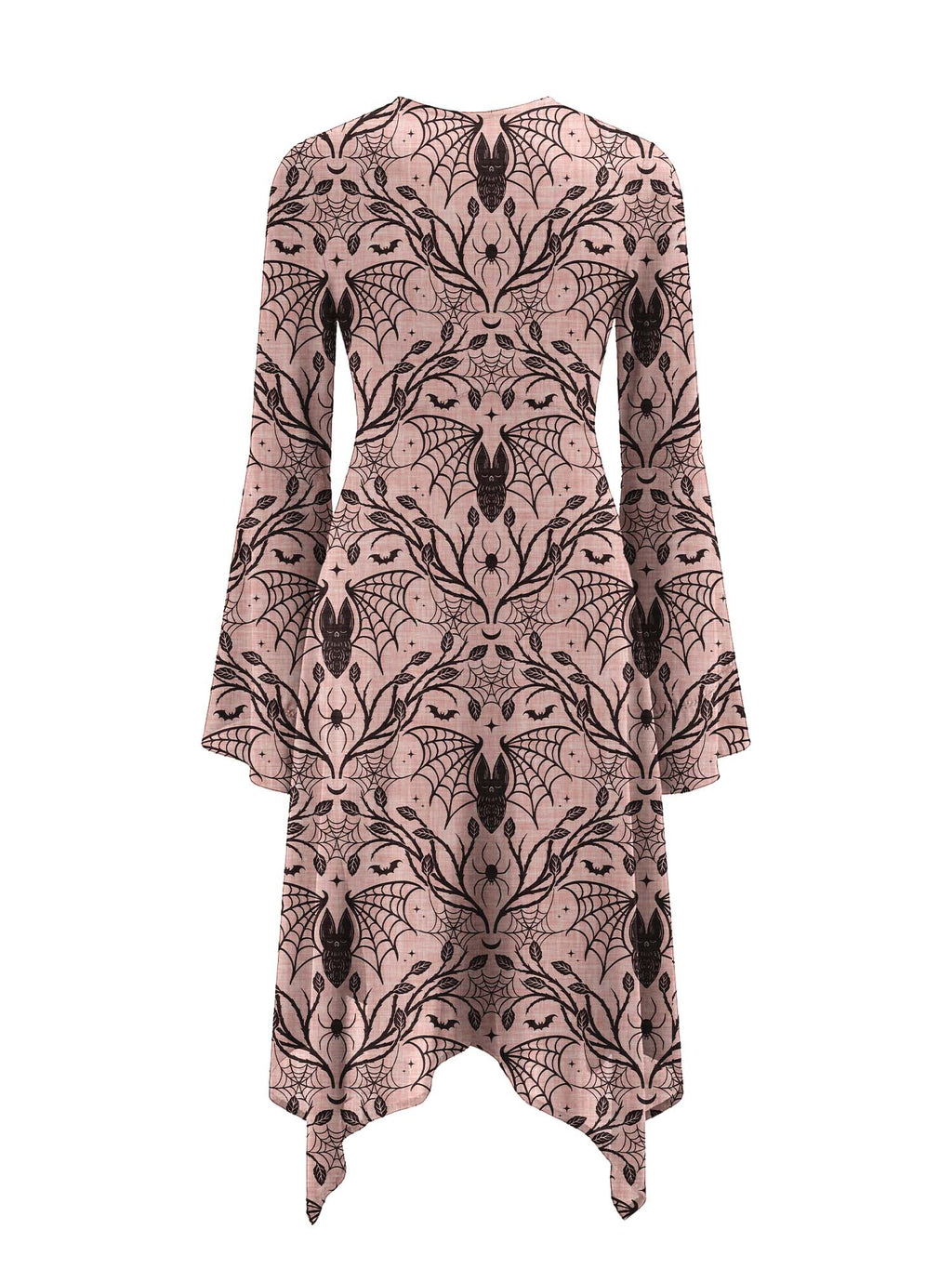 Dark Bat Print Midi Moonveil Dress